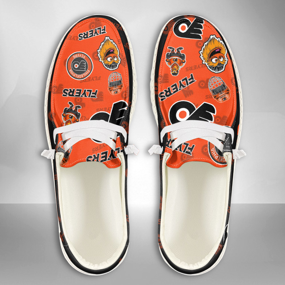 JWFancy NHL Philadelphia Flyers Hey Dude Shoes Wally Men's Lace Up Loafers Comfortable For Men And Women
