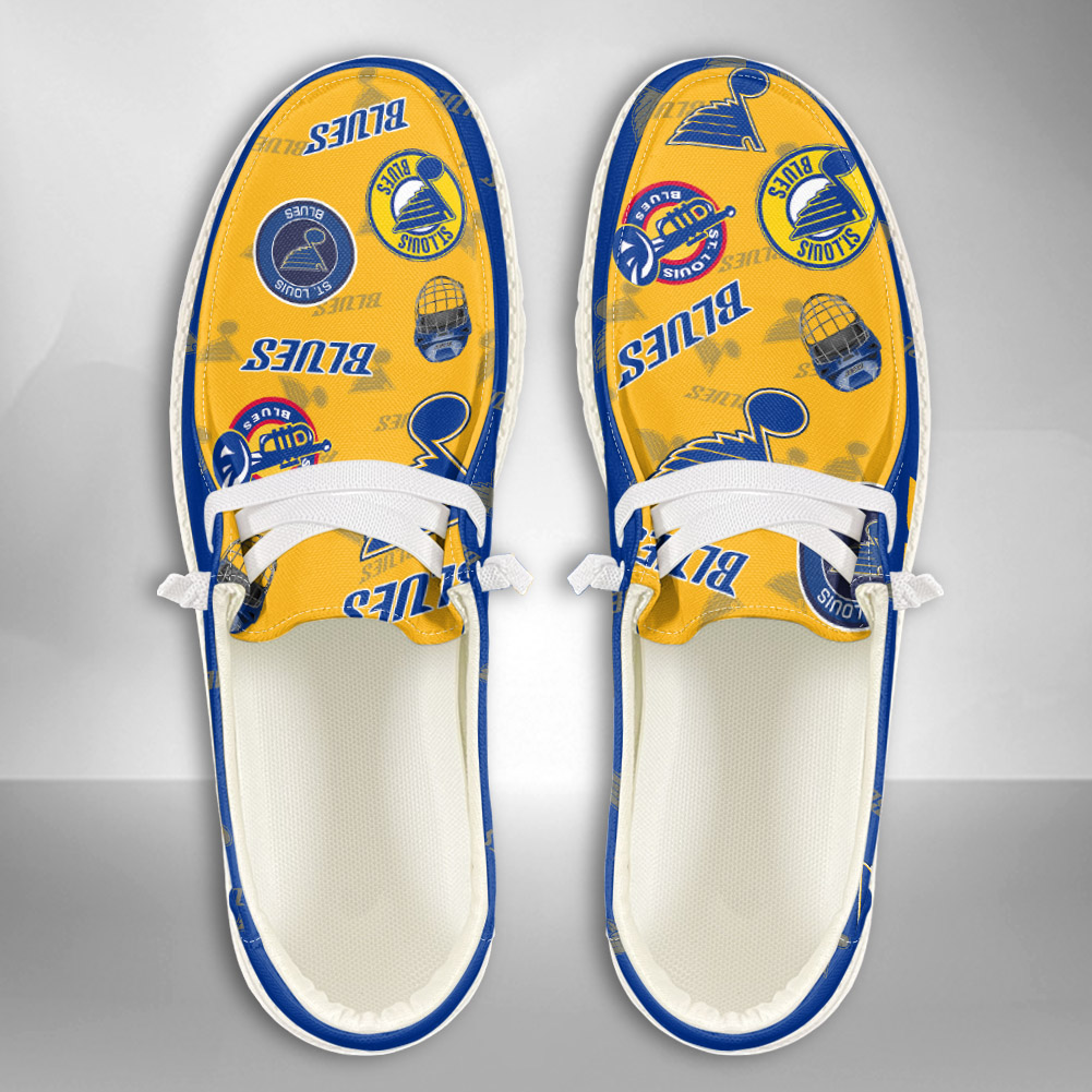 JWFancy NHL St Louis Blues Hey Dude Shoes Wally Men's Lace Up Loafers Comfortable For Men And Women