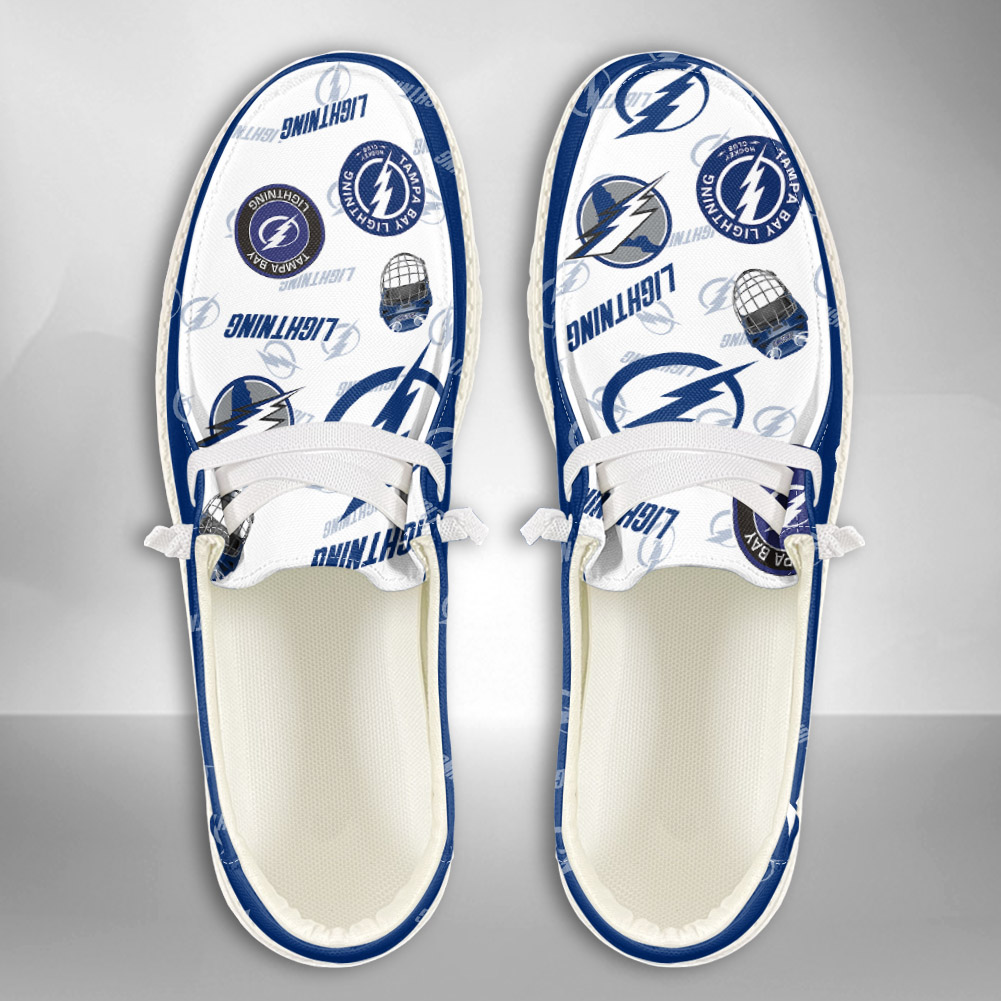 JWFancy NHL Tampa Bay Lightning Hey Dude Shoes Wally Men's Lace Up Loafers Comfortable For Men And Women