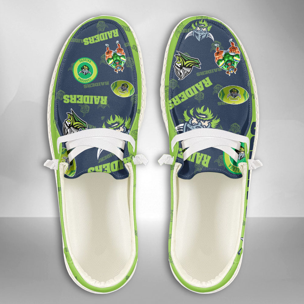 JWFancy NRL Canberra Raiders Hey Dude Shoes Wally Men's Lace Up Loafers Comfortable For Men And Women