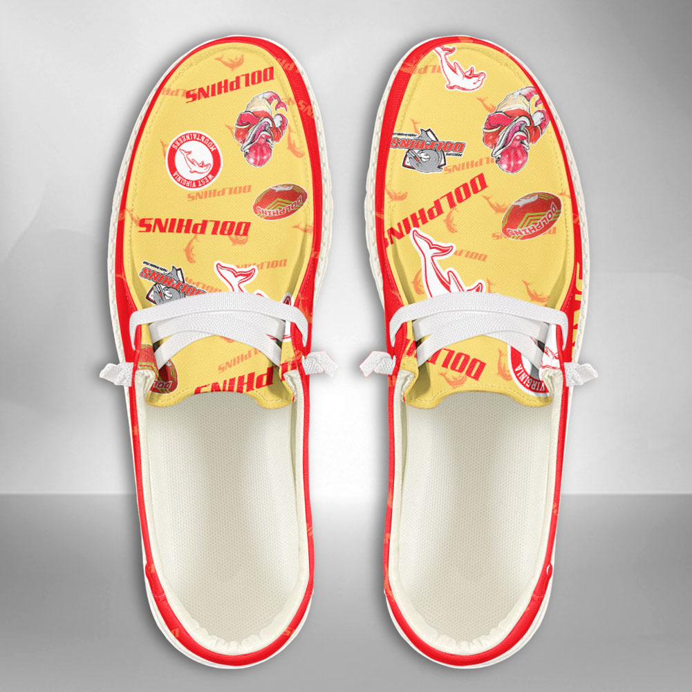 JWFancy NRL Dolphins Hey Dude Shoes Wally Men's Lace Up Loafers Comfortable For Men And Women
