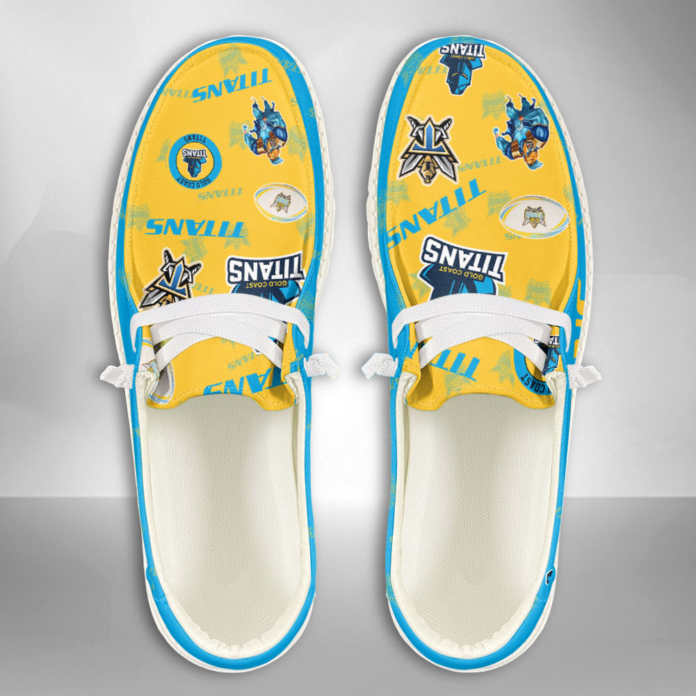 JWFancy NRL Gold Coast Titans Hey Dude Shoes Wally Men's Lace Up Loafers Comfortable For Men And Women
