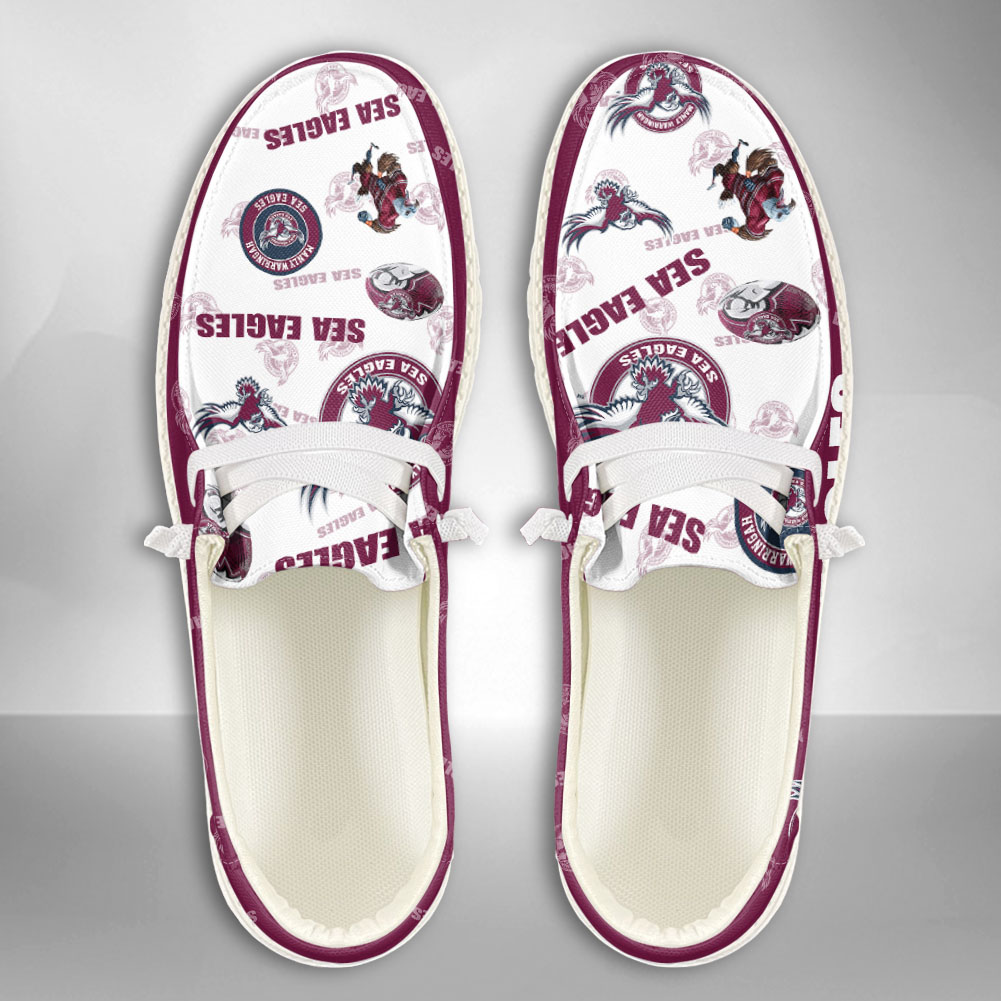 JWFancy NRL Manly Warringah Sea Eagles Hey Dude Shoes Wally Men's Lace Up Loafers Comfortable For Men And Women