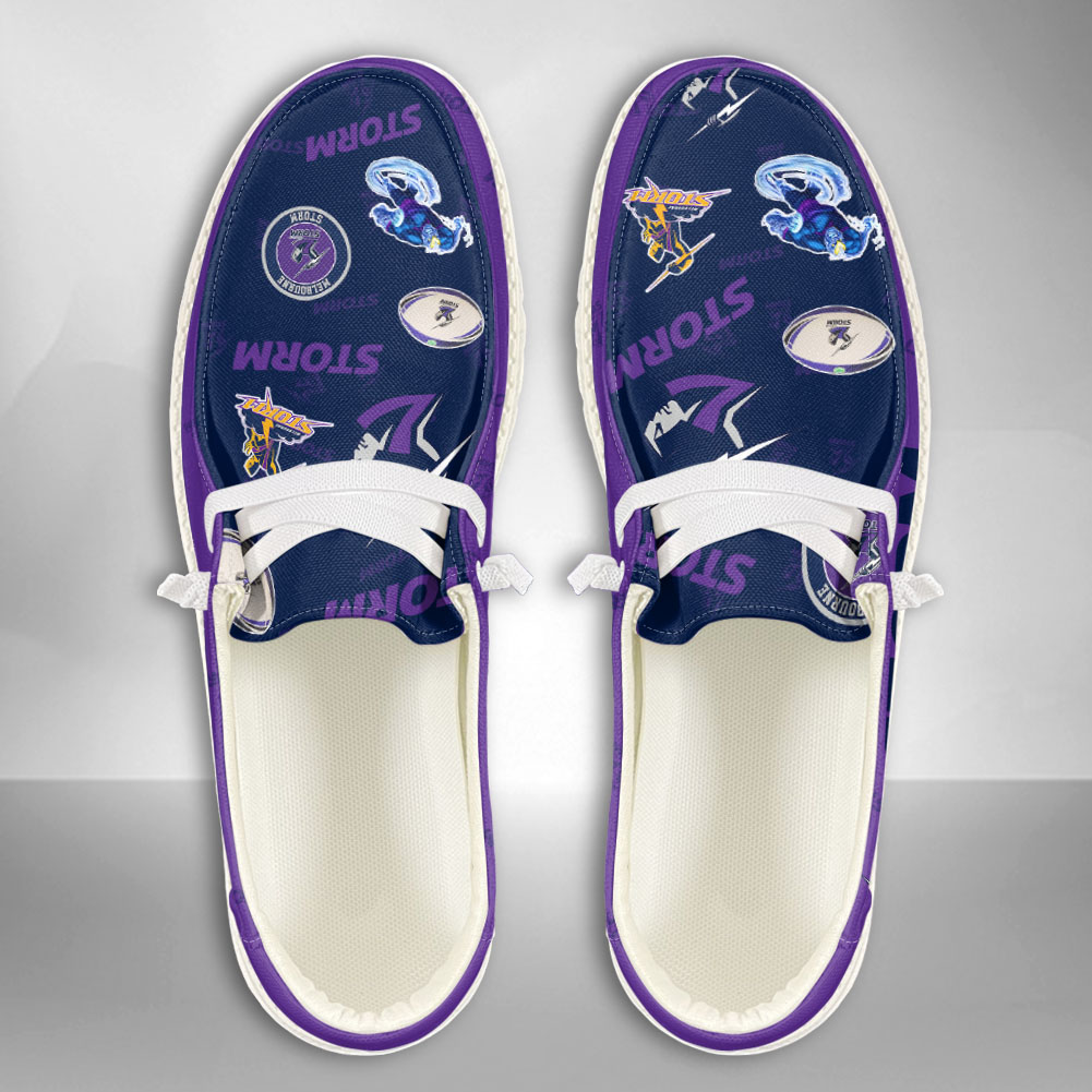 JWFancy NRL Melbourne Storm Hey Dude Shoes Wally Men's Lace Up Loafers Comfortable For Men And Women