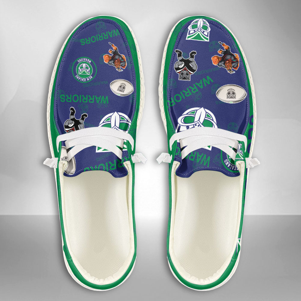 JWFancy NRL New Zealand Warriors Hey Dude Shoes Wally Men's Lace Up Loafers Comfortable For Men And Women