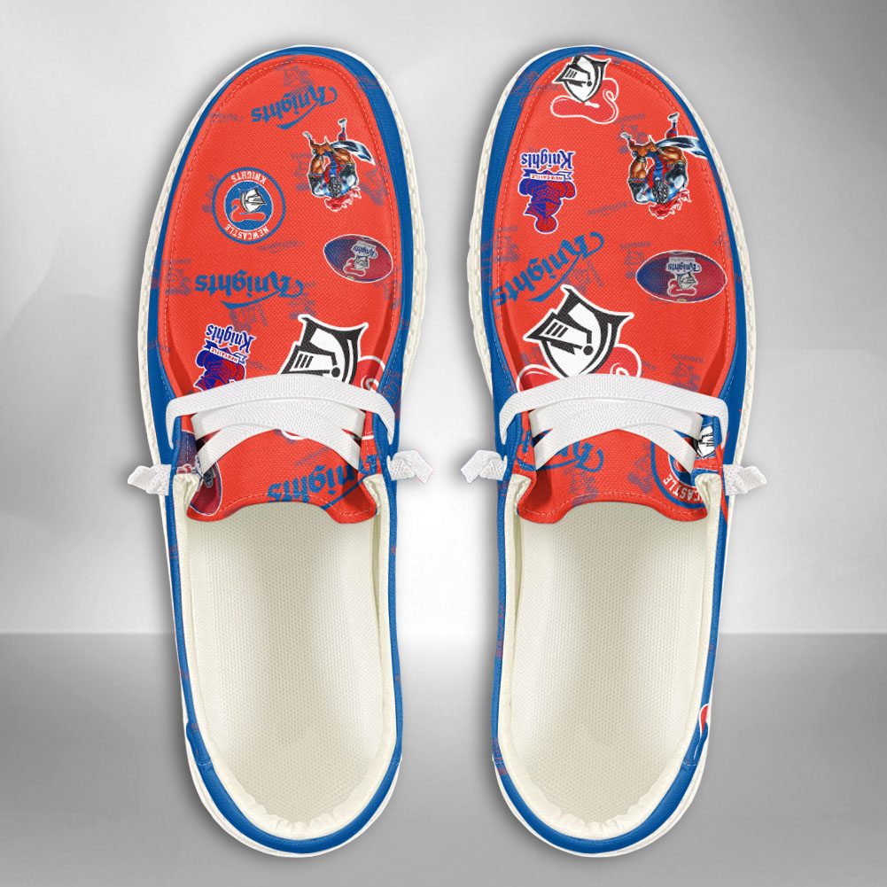 JWFancy NRL Newcastle Knights Hey Dude Shoes Wally Men's Lace Up Loafers Comfortable For Men And Women