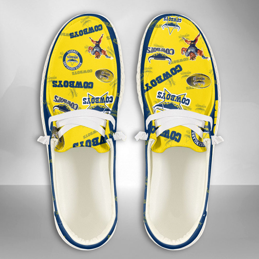 JWFancy NRL North Queensland Cowboys Hey Dude Shoes Wally Men's Lace Up Loafers Comfortable For Men And Women