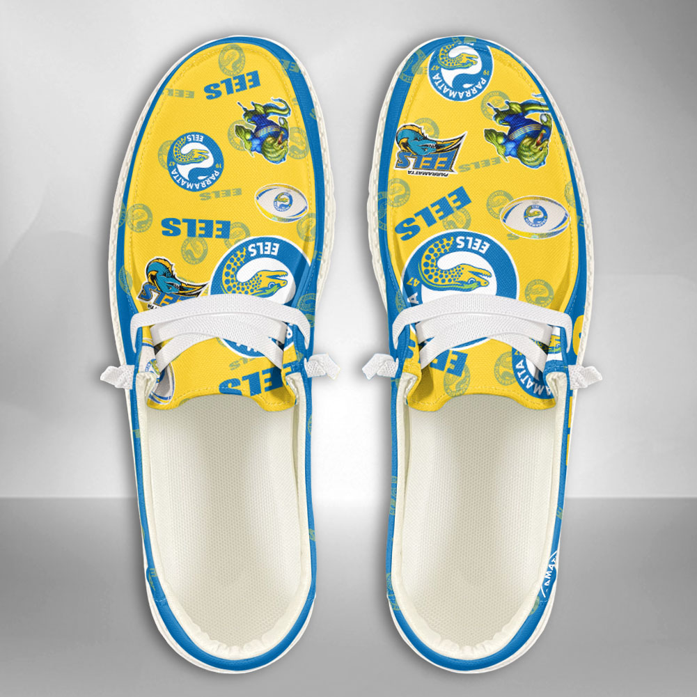 JWFancy NRL Parramatta Eels Hey Dude Shoes Wally Men's Lace Up Loafers Comfortable For Men And Women