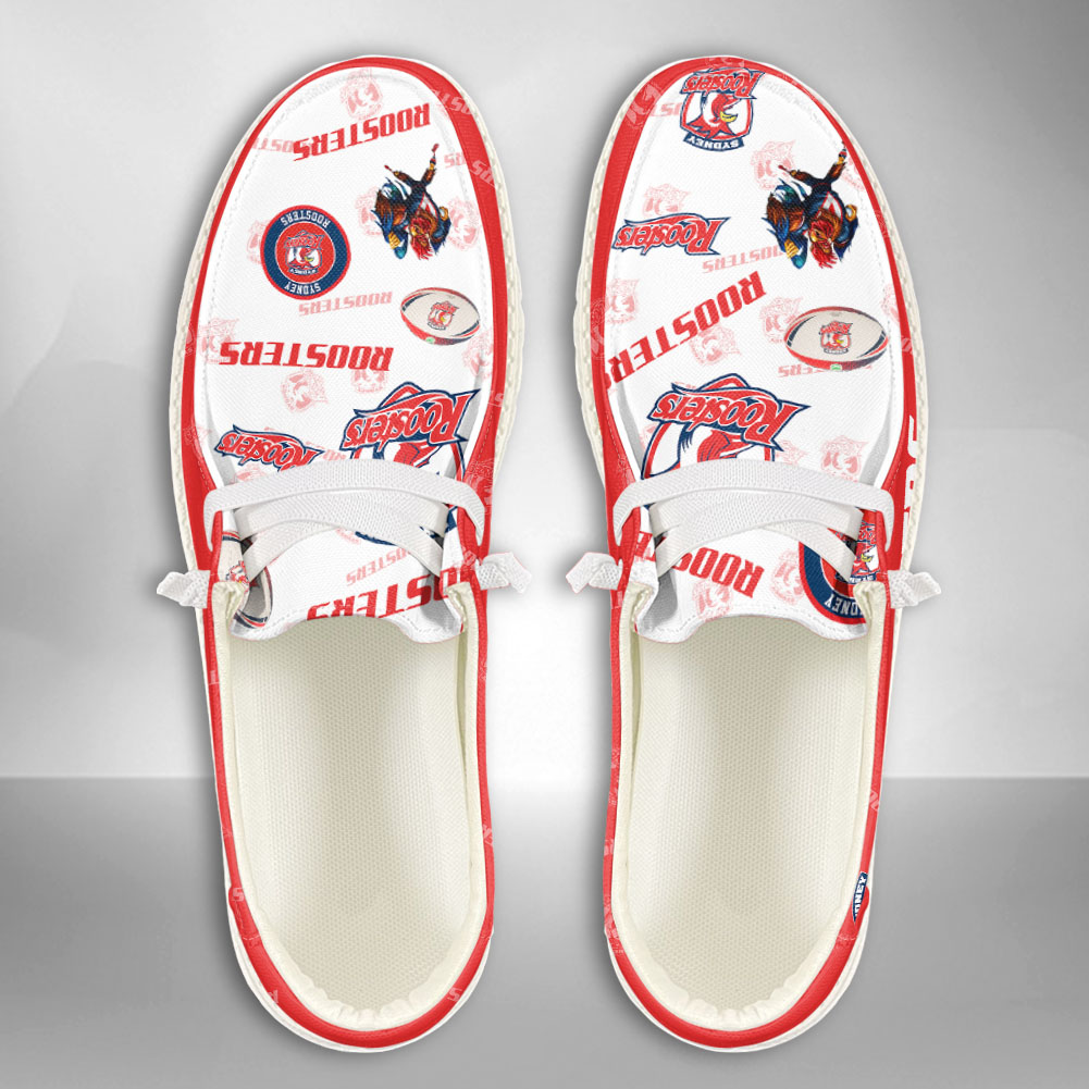 JWFancy NRL Sydney Roosters Hey Dude Shoes Wally Men's Lace Up Loafers Comfortable For Men And Women
