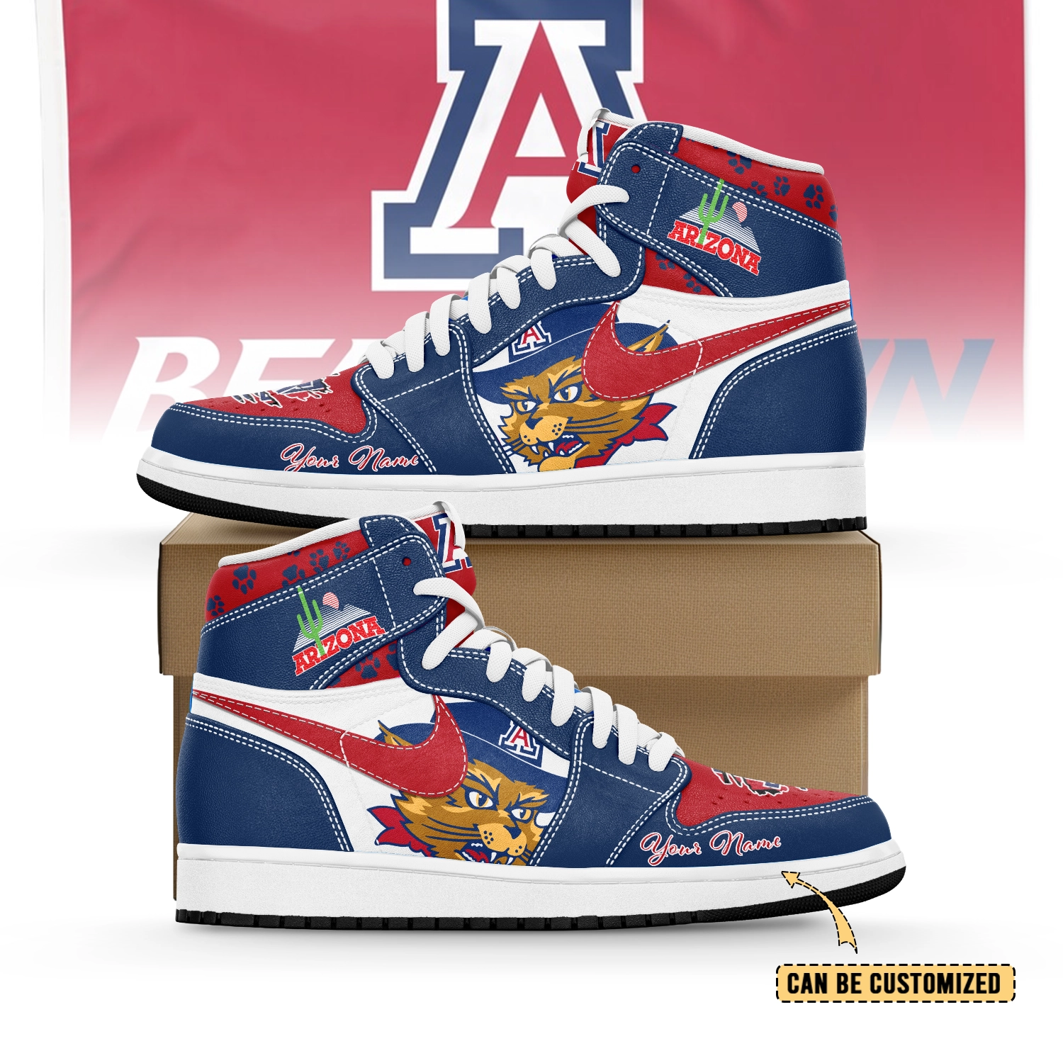 JWFancy Arizona Wildcats AJ1 High Sneakers Shoes For Men And Women