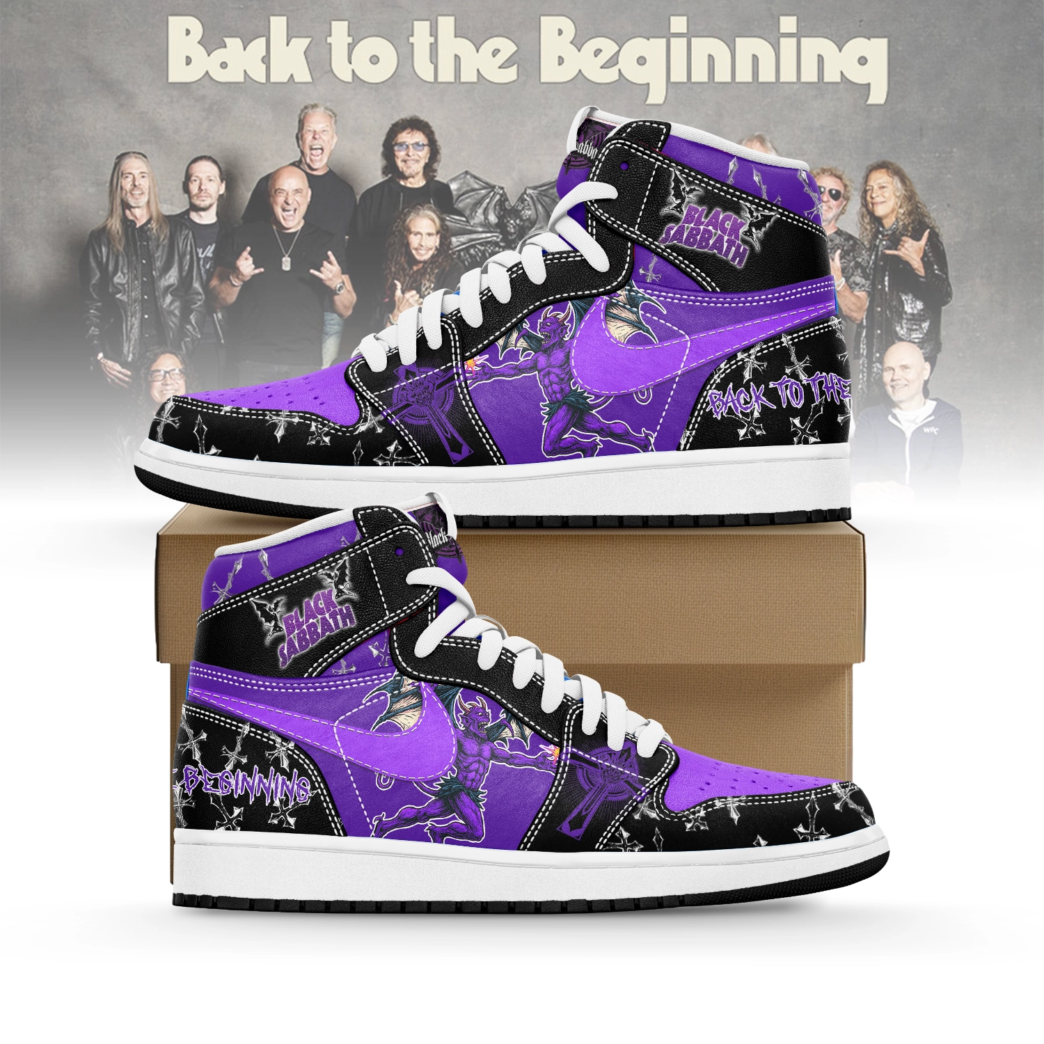 JWFancy Black Sabbath AJ1 High Sneakers Shoes For Men And Women