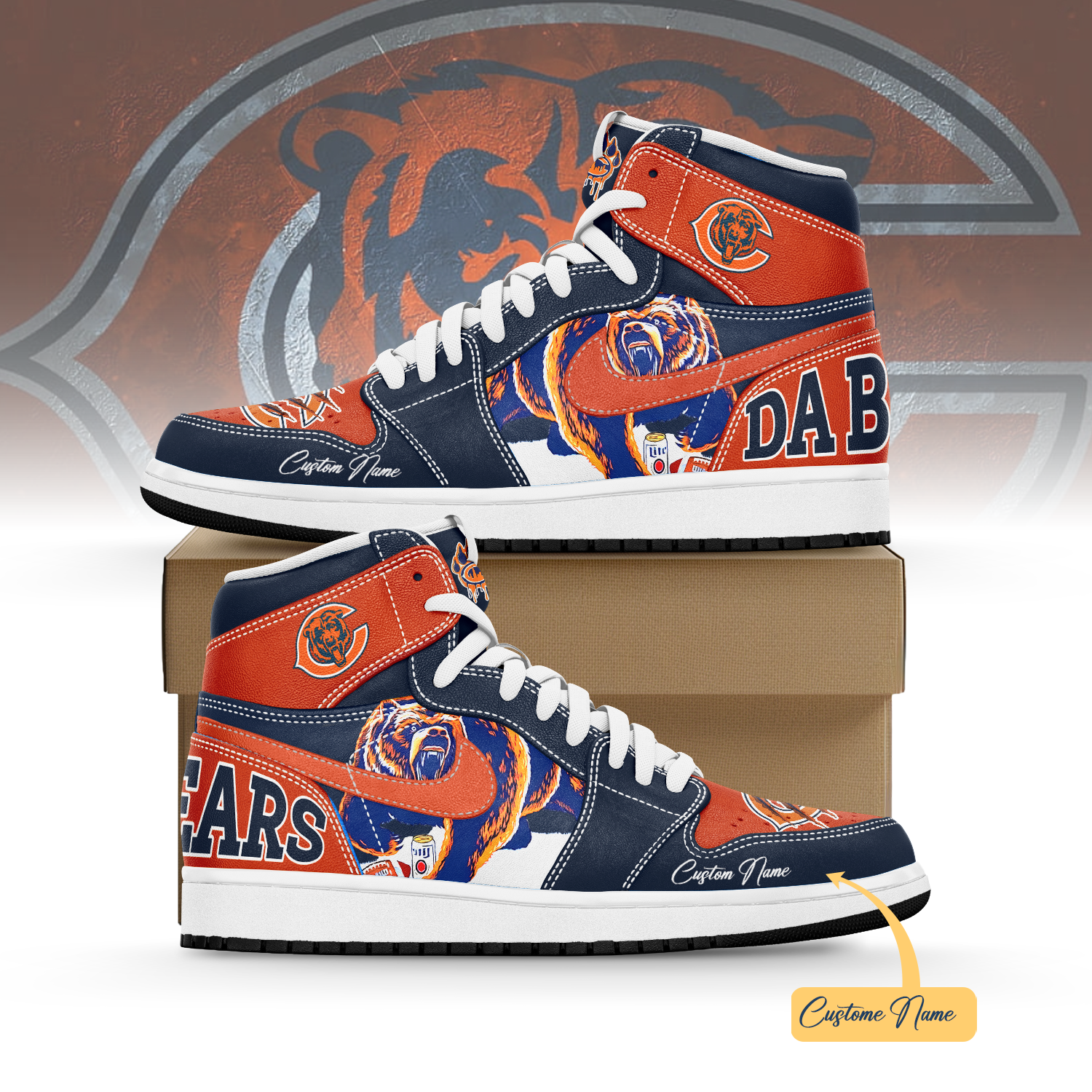 JWFancy Chicago Bears AJ1 High Sneakers Shoes For Men And Women