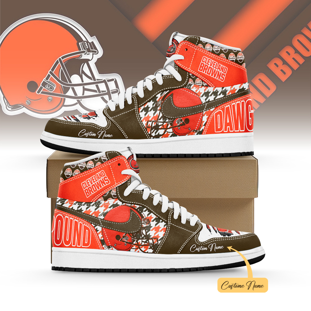 JWFancy Cleveland Browns AJ1 High Sneakers Shoes For Men And Women