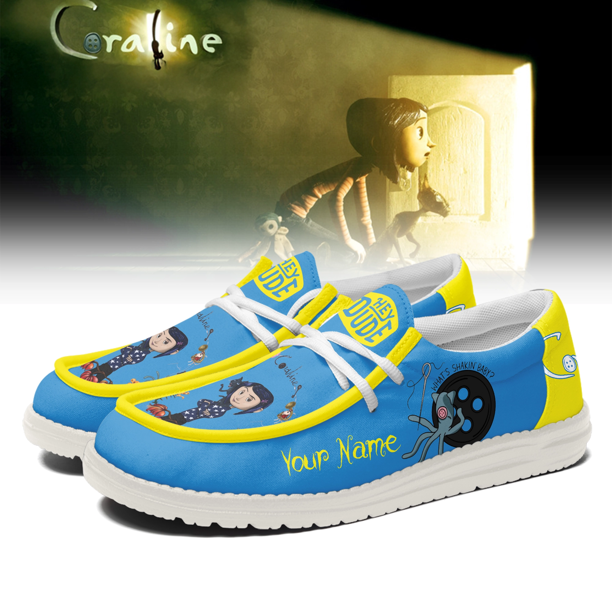 JWFancy Coraline x Halloween Personalized Hey Dude Shoes For Men And Women
