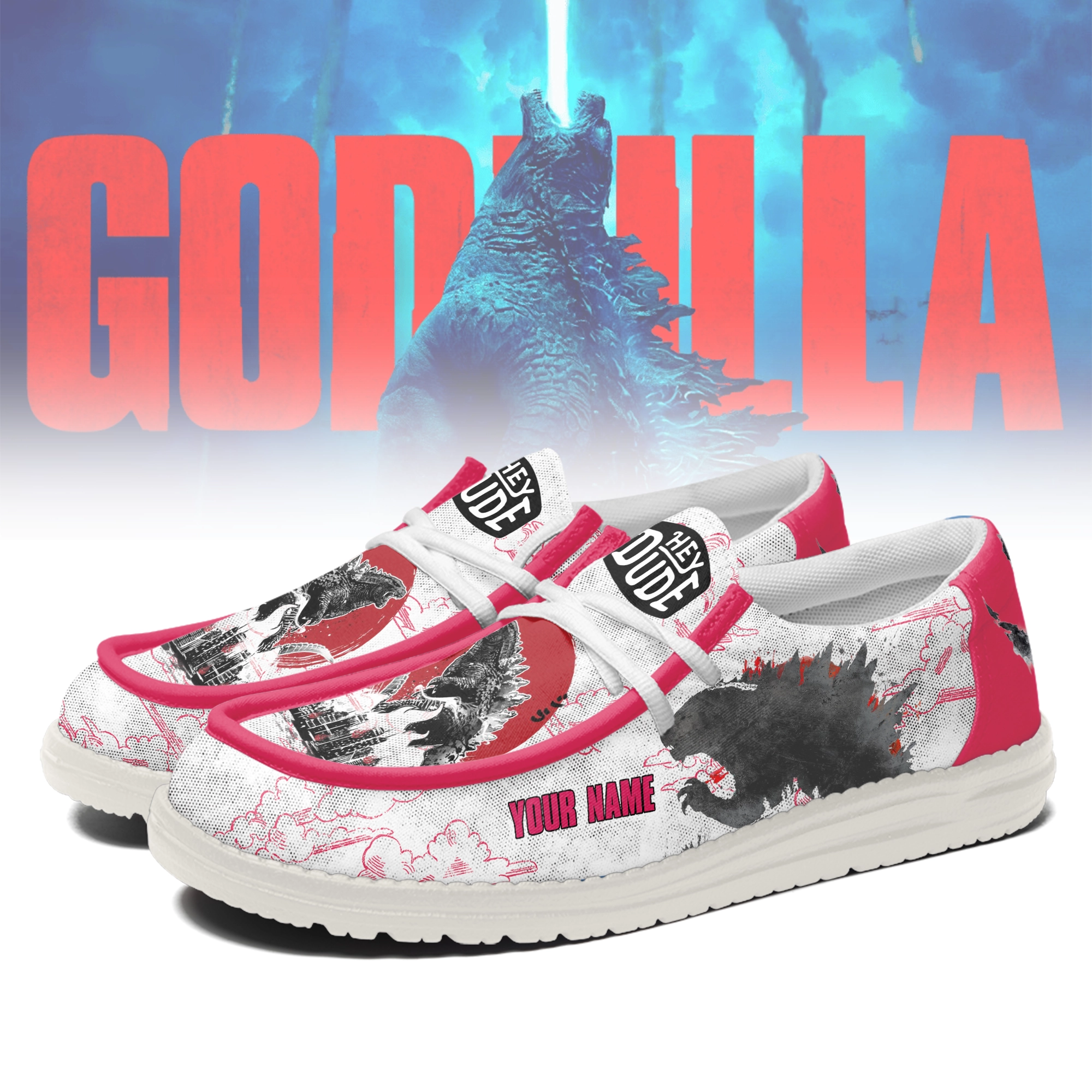 JWFancy Godzilla Personalized Hey Dude Shoes For Men And Women