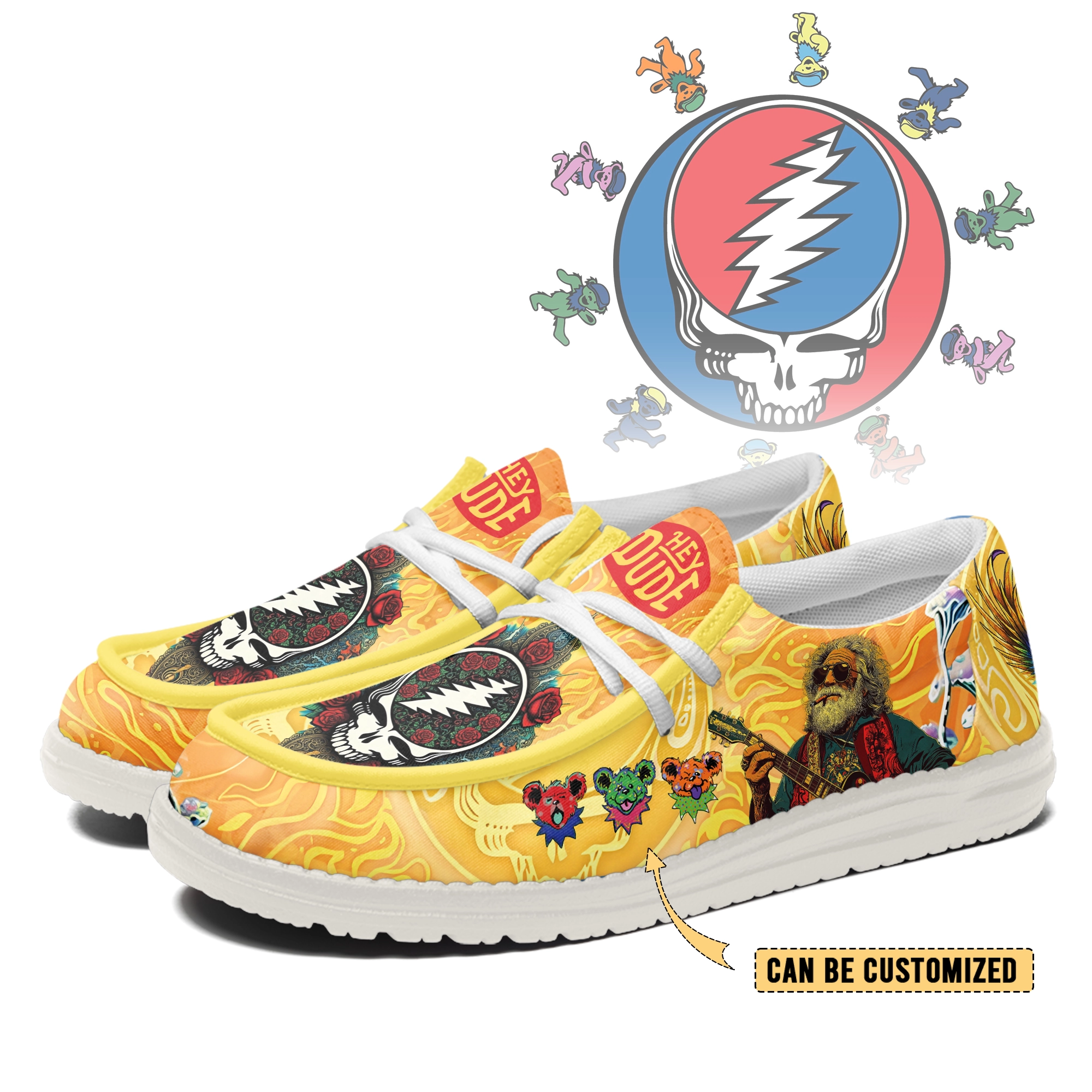 JWFancy Grateful Dead Personalized Hey Dude Shoes For Men And Women