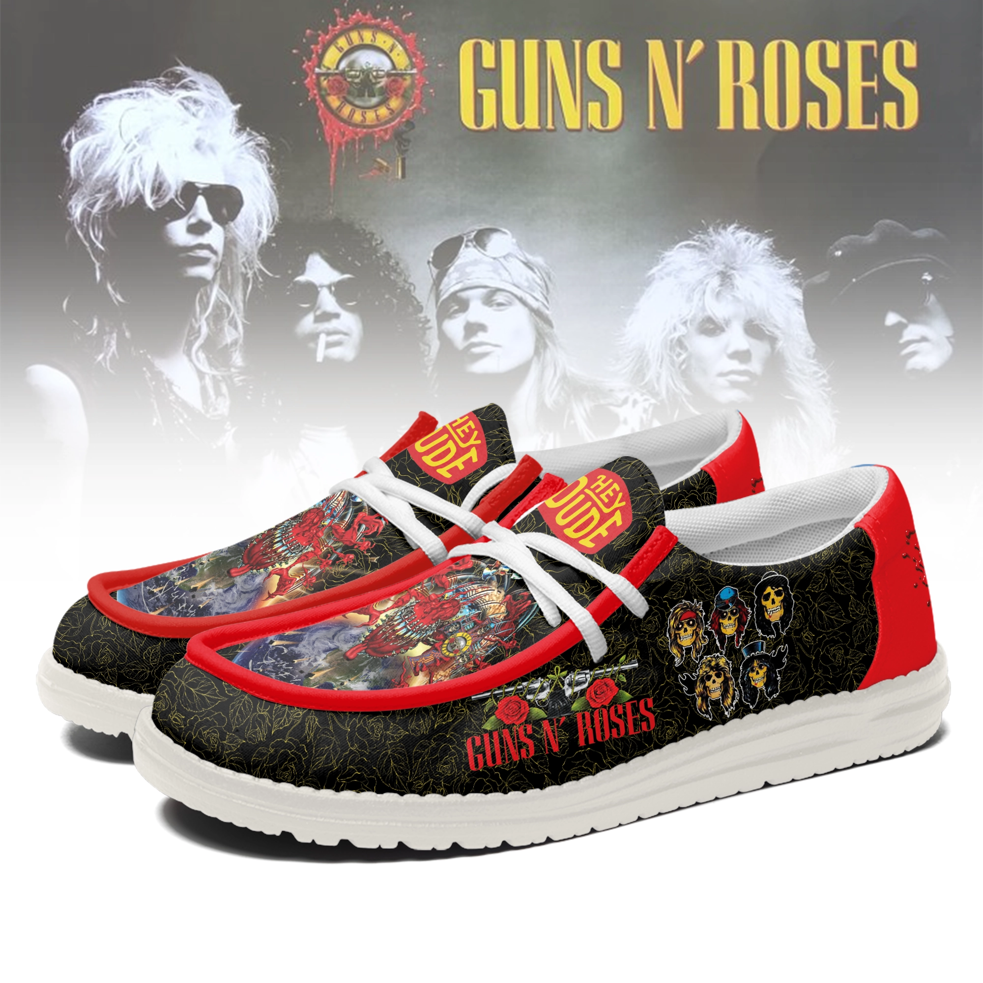 JWFancy Guns N' Roses Band Personalized Hey Dude Shoes For Men And Women