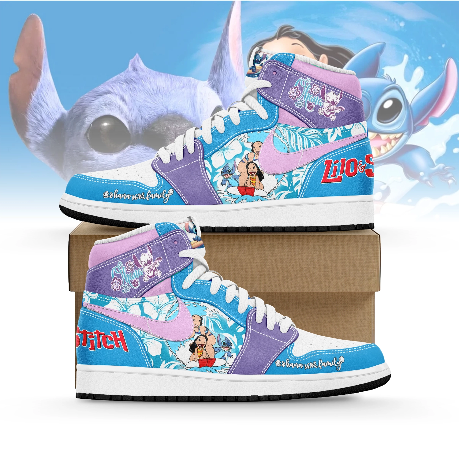 JWFancy Lilo & Stitch AJ1 High Sneakers Shoes For Men And Women