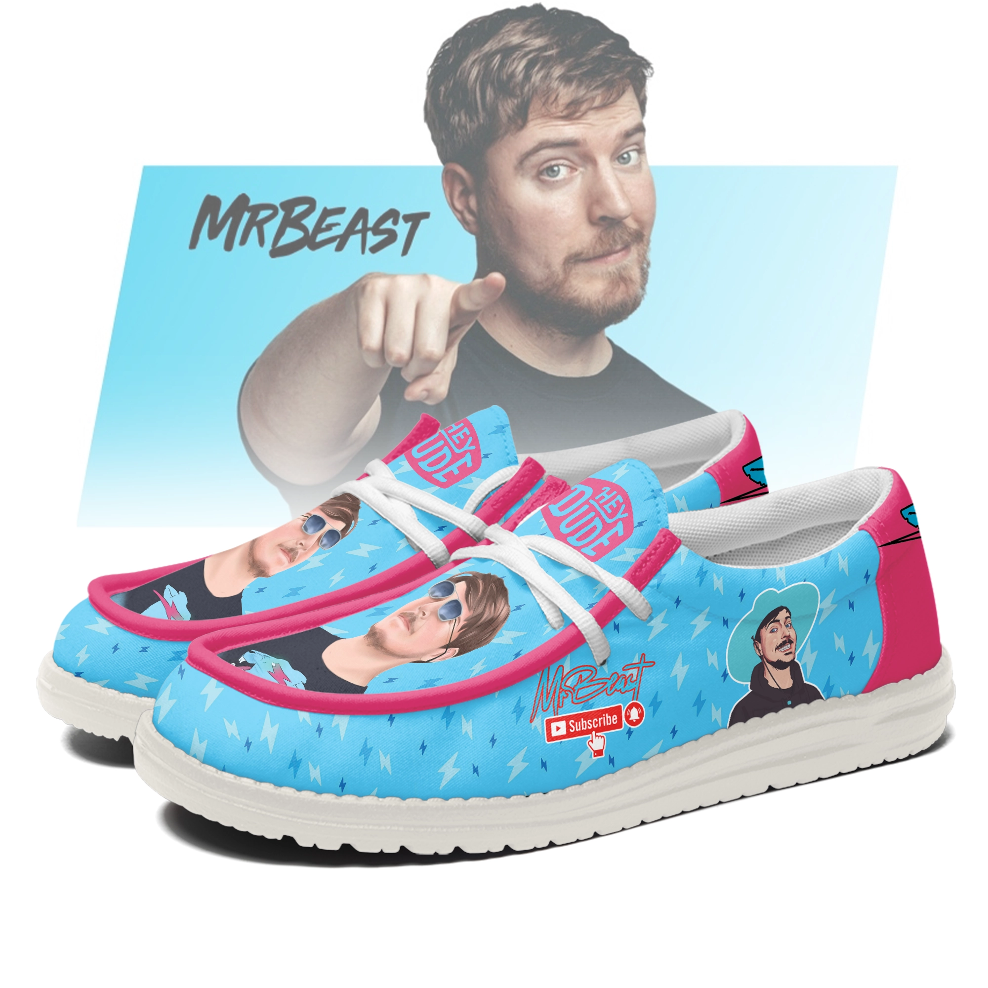 JWFancy MrBeast Personalized Hey Dude Shoes For Men And Women