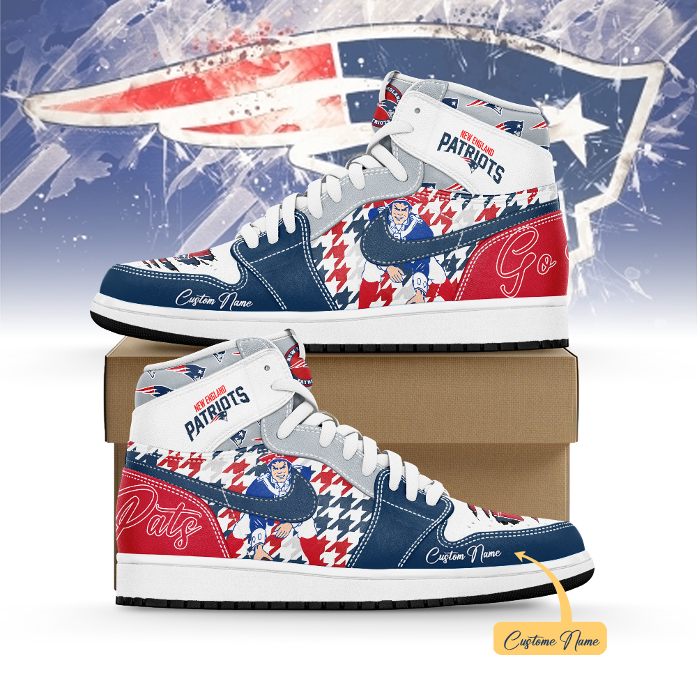 JWFancy New England Patriots AJ1 High Sneakers Shoes For Men And Women