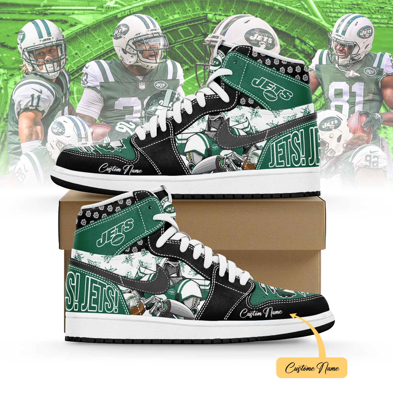JWFancy New York Jets AJ1 High Sneakers Shoes For Men And Women