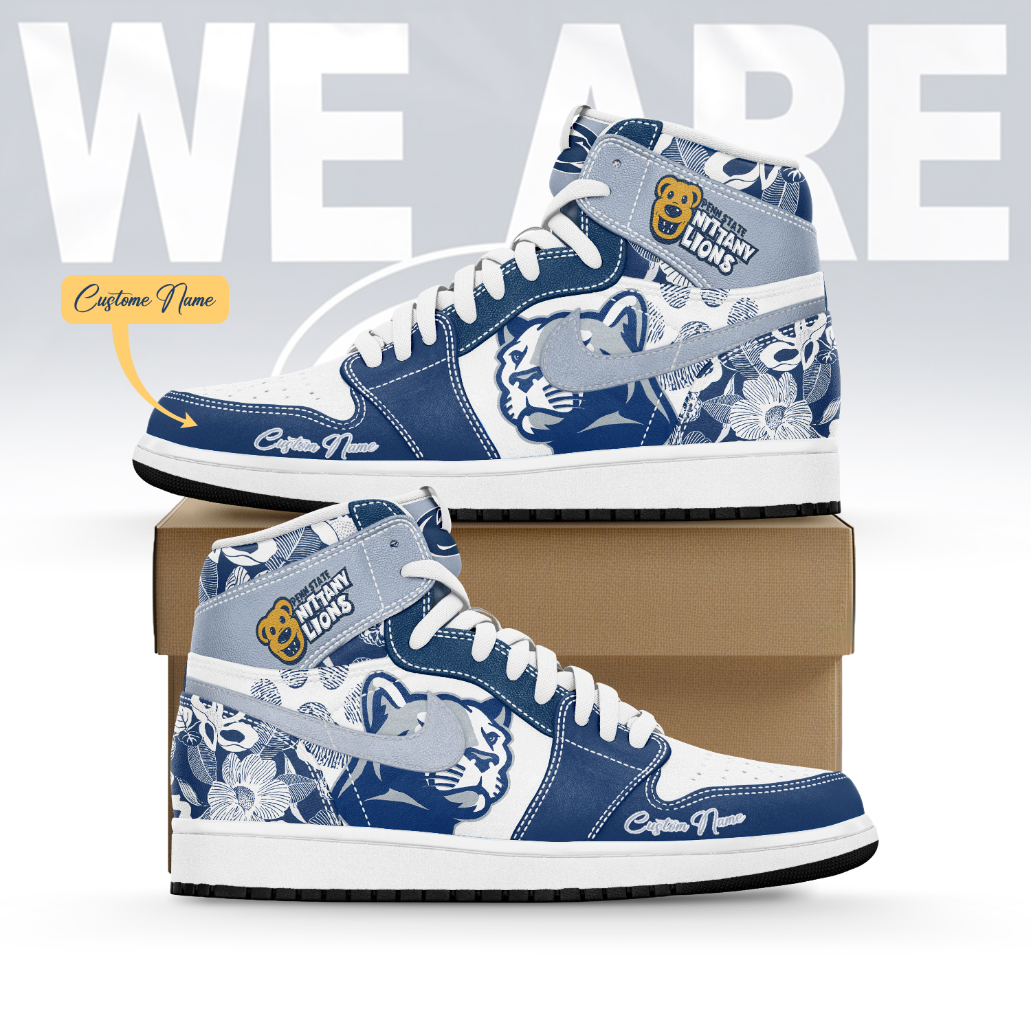 JWFancy Penn State Nittany Lions AJ1 High Sneakers Shoes For Men And Women