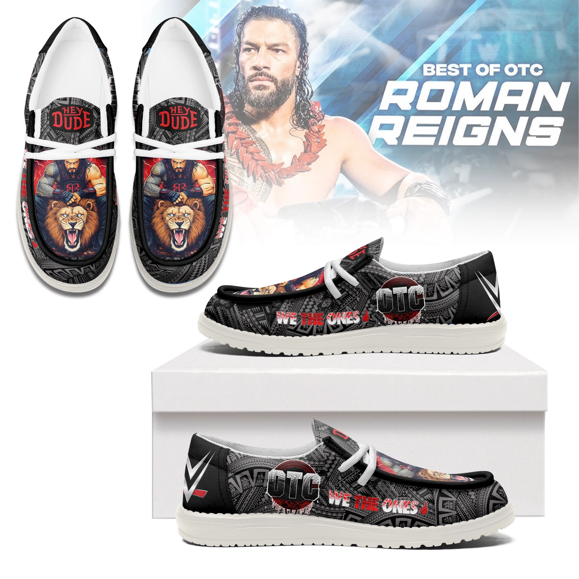 JWFancy Roman Reigns Personalized Hey Dude Shoes For Men And Women