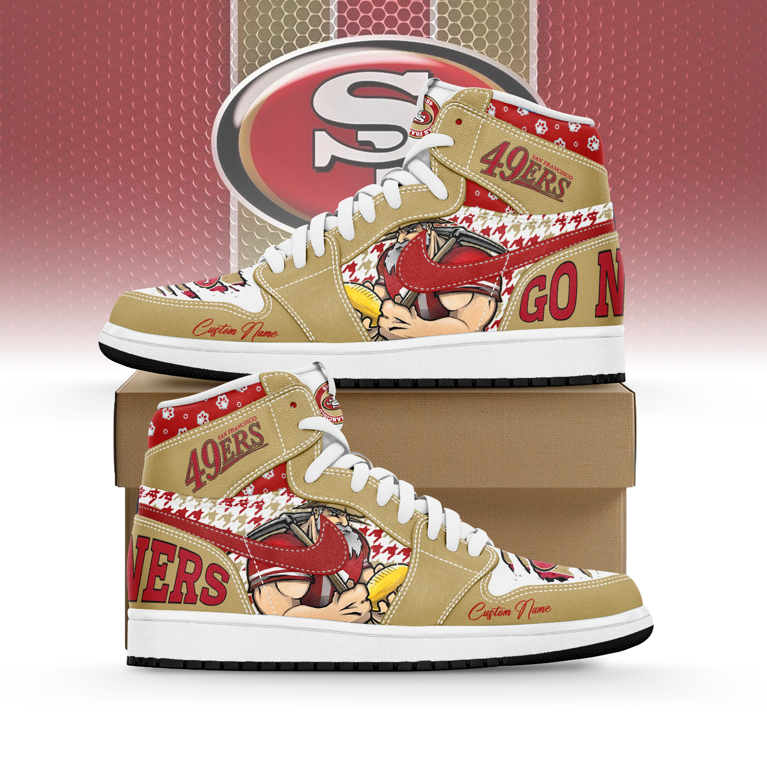 JWFancy San Francisco 49ers AJ1 High Sneakers Shoes For Men And Women