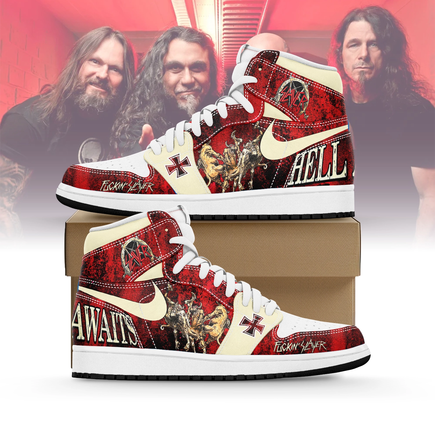 JWFancy Slayer Band AJ1 High Sneakers Shoes For Men And Women
