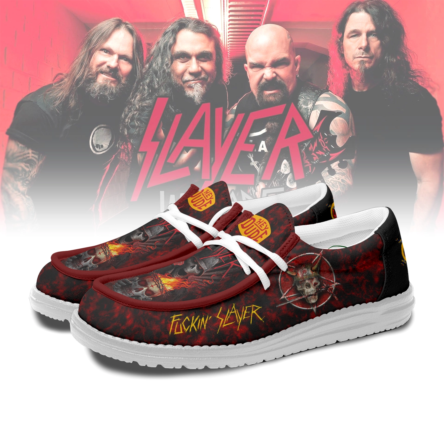 JWFancy Slayer Band Personalized Hey Dude Shoes For Men And Women