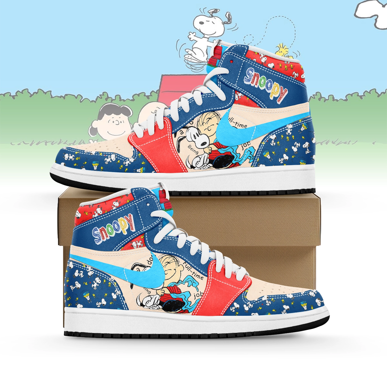 JWFancy Snoopy AJ1 High Sneakers Shoes For Men And Women
