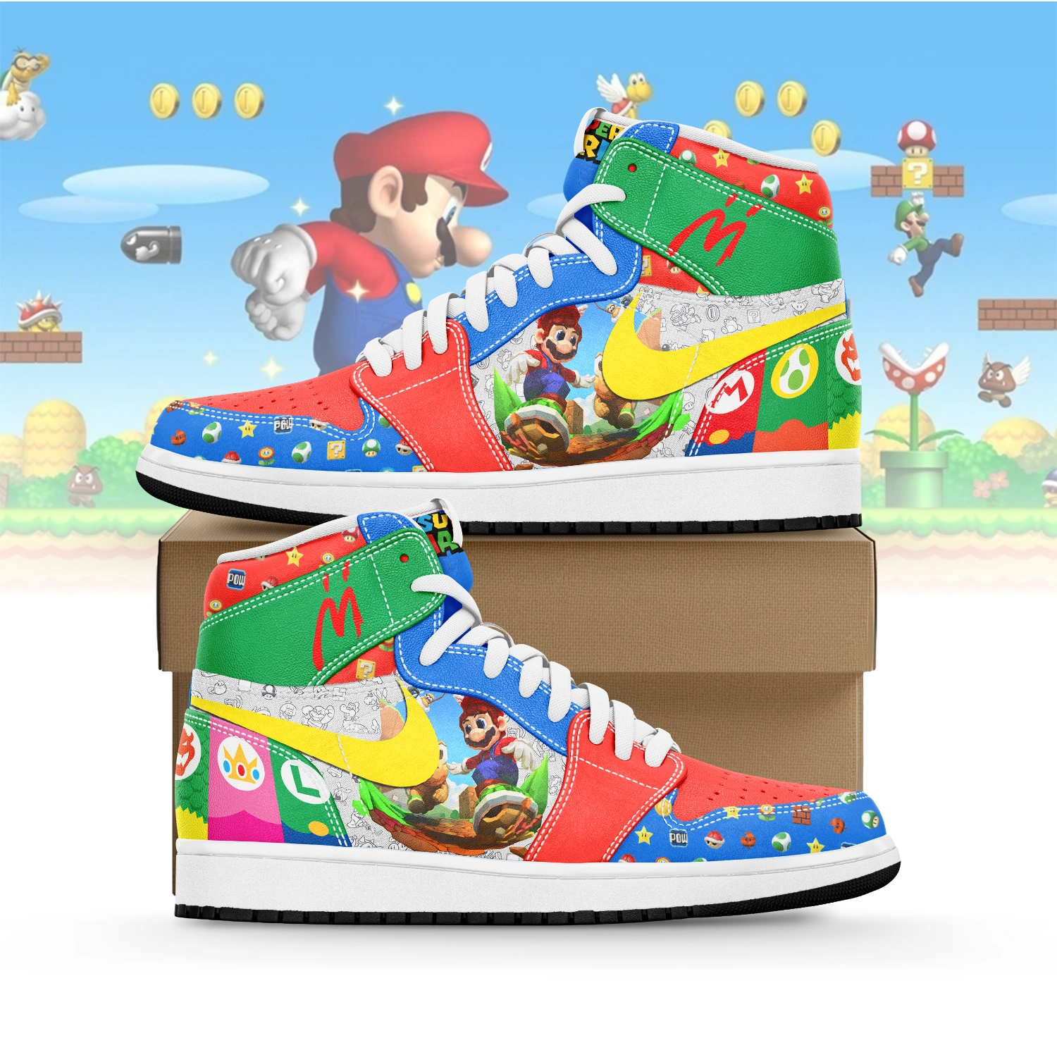 JWFancy Super Mario AJ1 High Sneakers Shoes For Men And Women