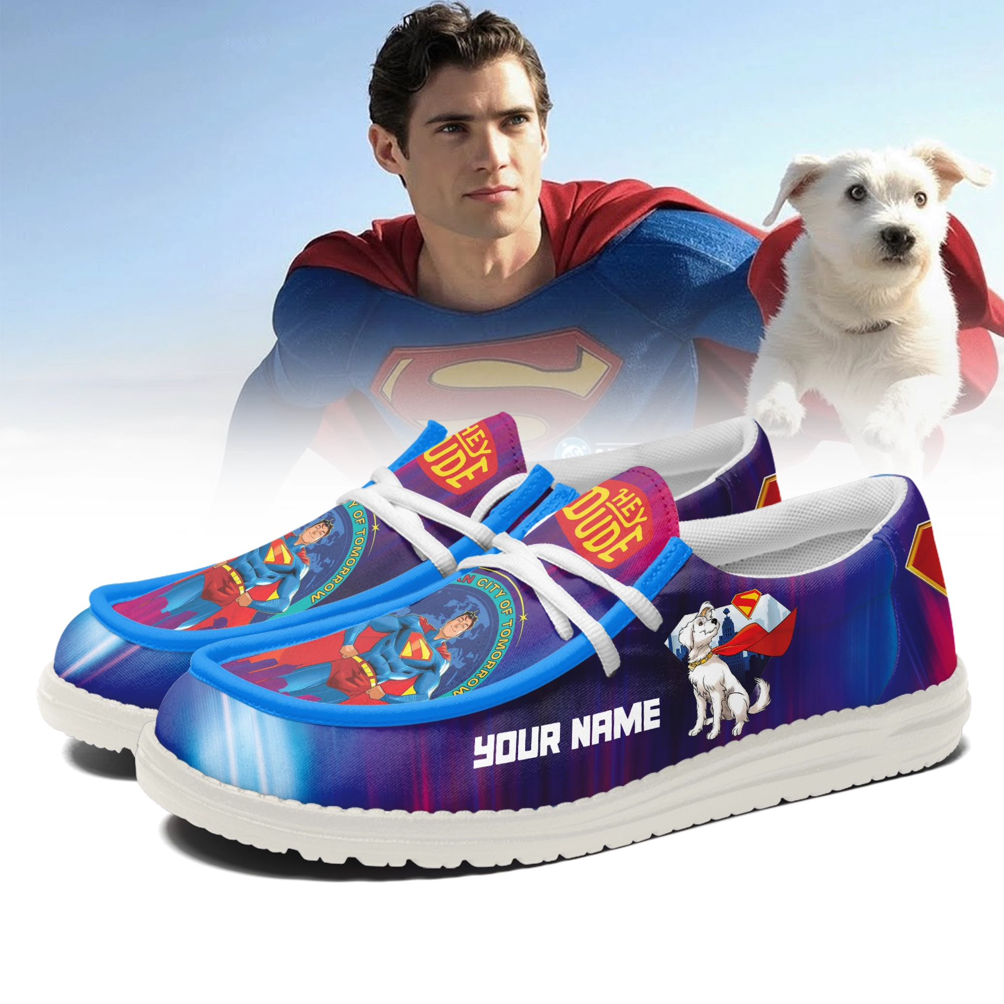 JWFancy Superman Personalized Hey Dude Shoes For Men And Women