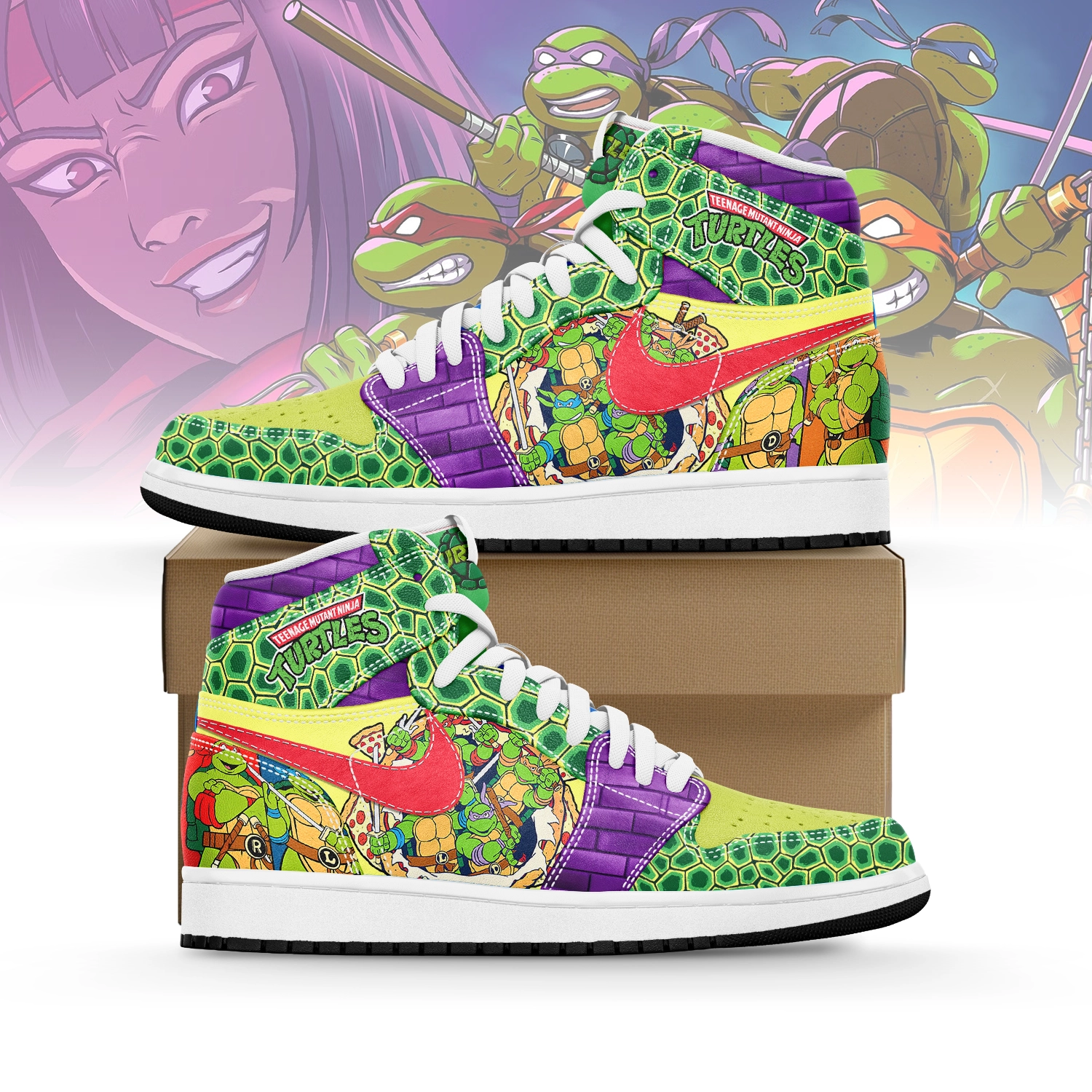 JWFancy Teenage Mutant Ninja Turtles AJ1 High Sneakers Shoes For Men And Women