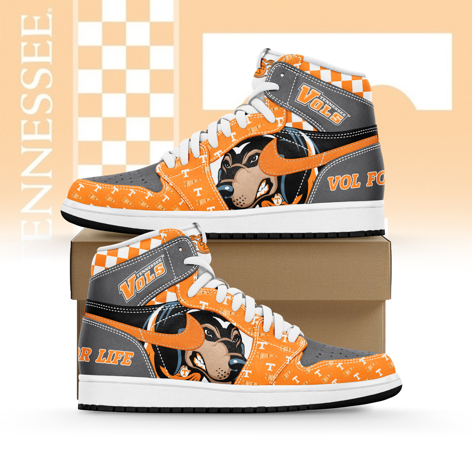 JWFancy Tennessee Volunteers AJ1 High Sneakers Shoes For Men And Women