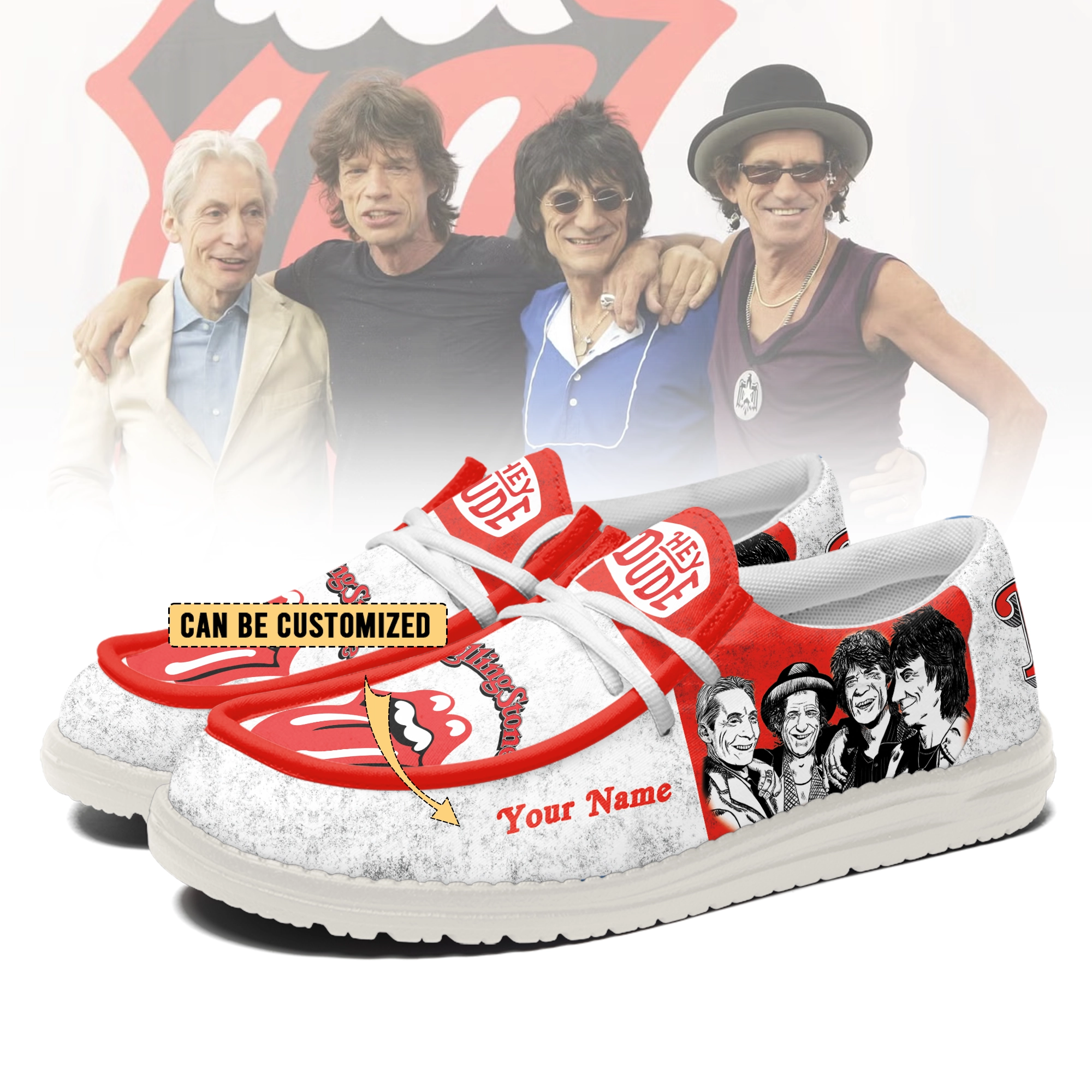 JWFancy The Rolling Stones Personalized Hey Dude Shoes For Men And Women