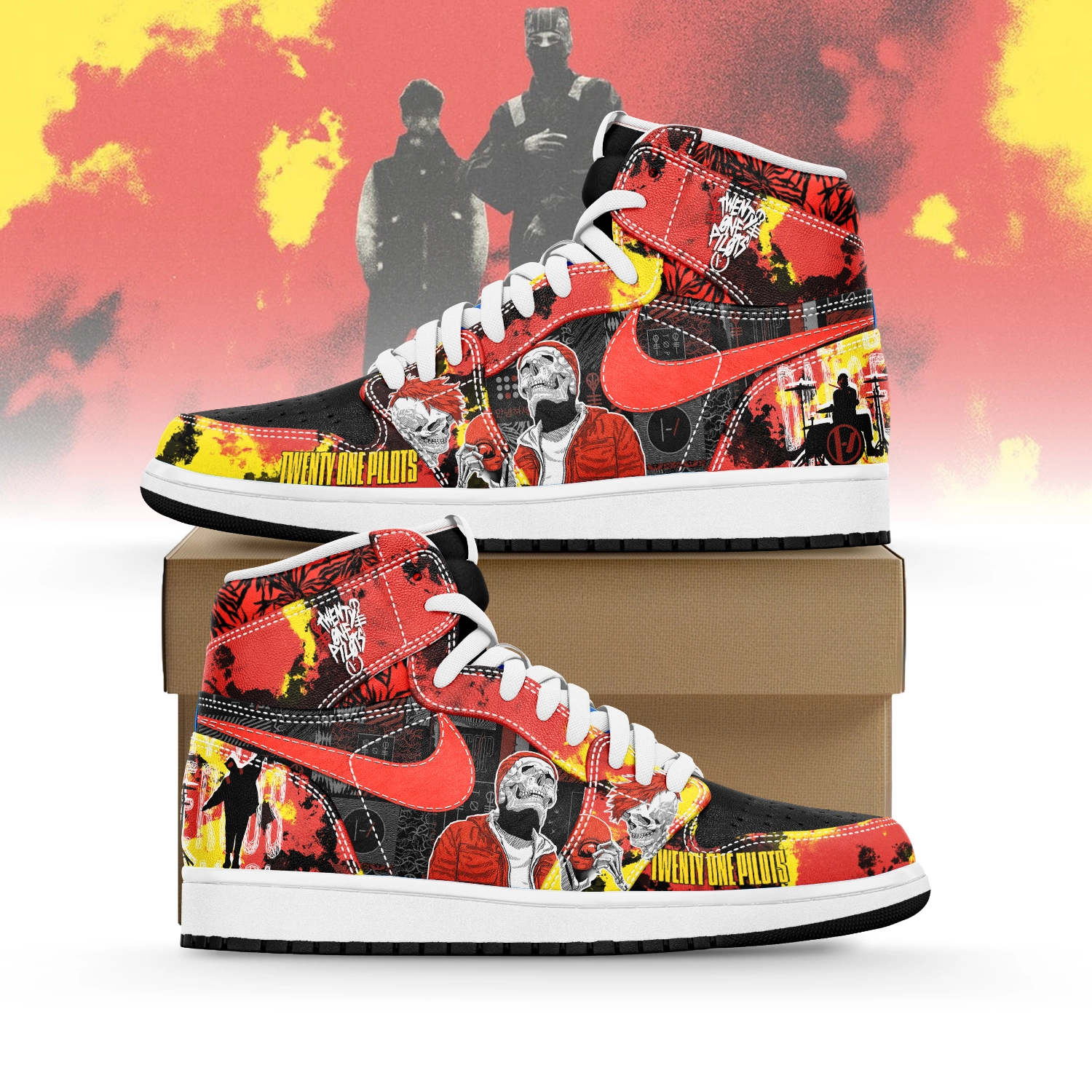 JWFancy Twenty One Pilots AJ1 High Sneakers Shoes For Men And Women
