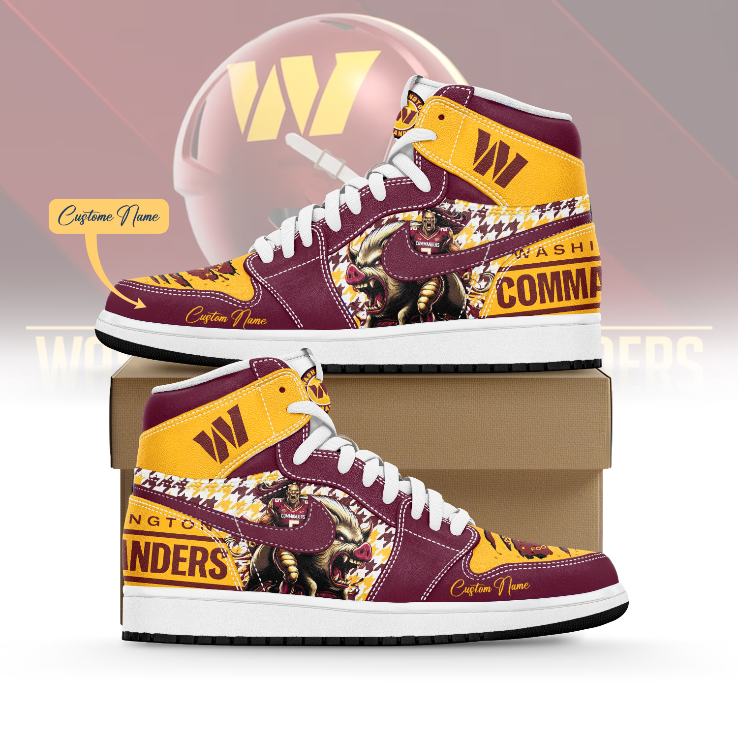 JWFancy Washington Commanders AJ1 High Sneakers Shoes For Men And Women