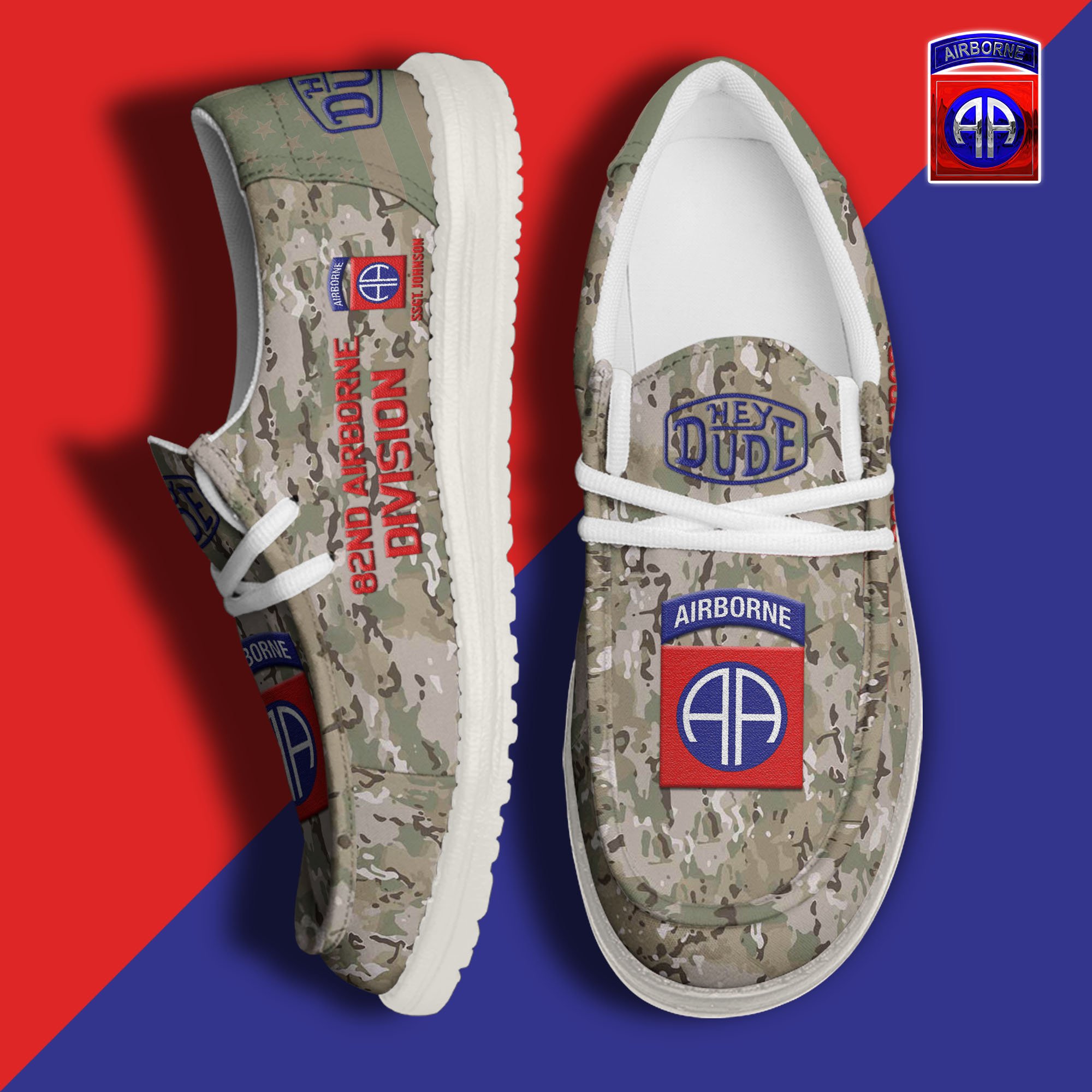 JWFancy 82nd Airborne Hey Dude Shoes Wally Men's Lace Up Loafers Comfortable For Men And Women