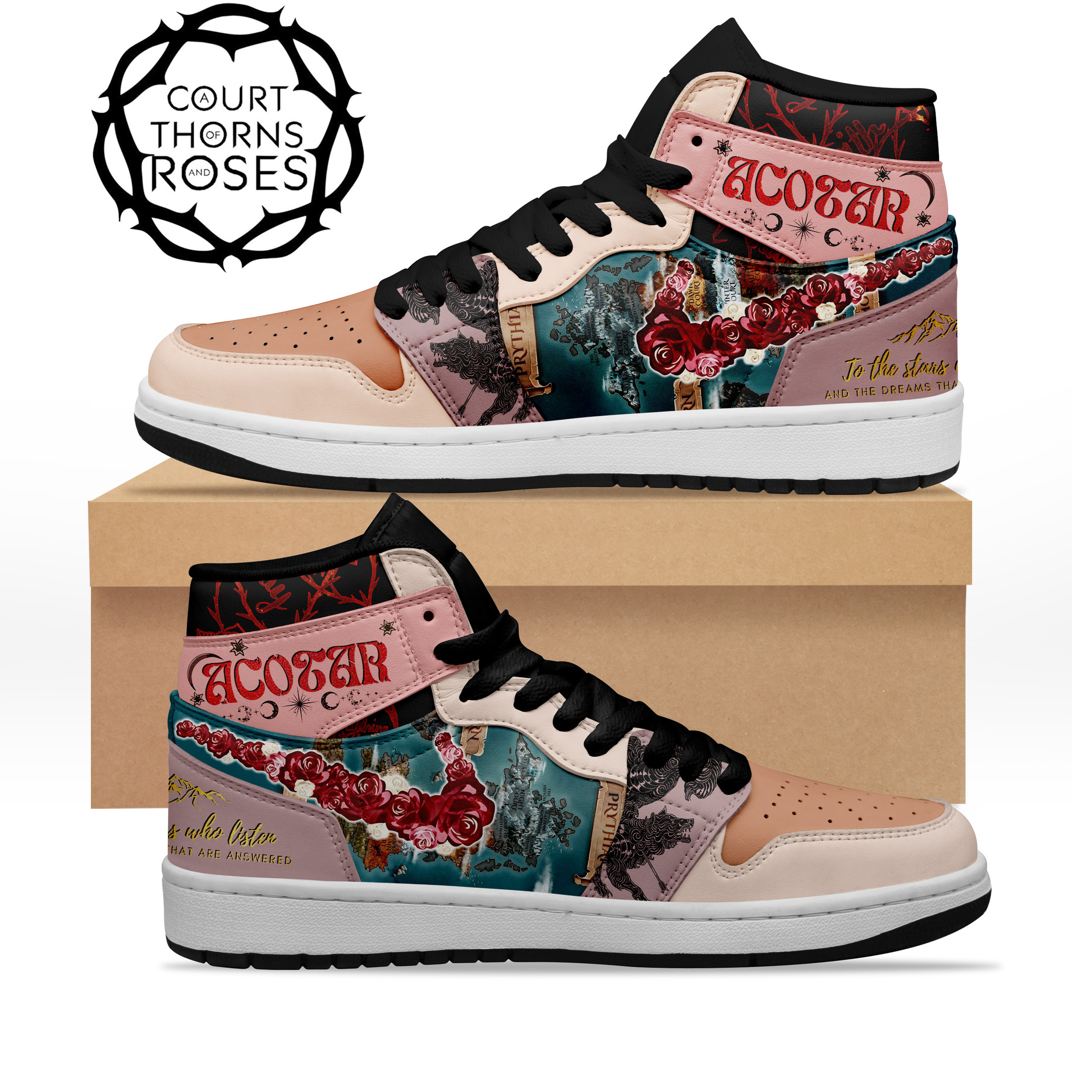 JWFancy A Court of Thorns and Roses AJ1 High Sneakers Shoes For Men And Women