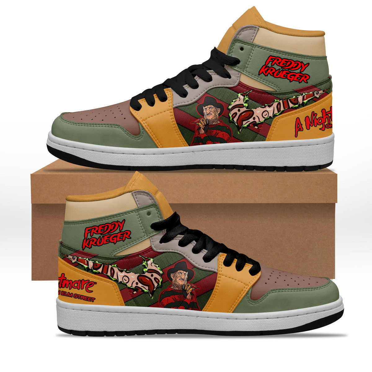 JWFancy A Nightmare on Elm Street AJ1 High Sneakers Shoes For Men And Women