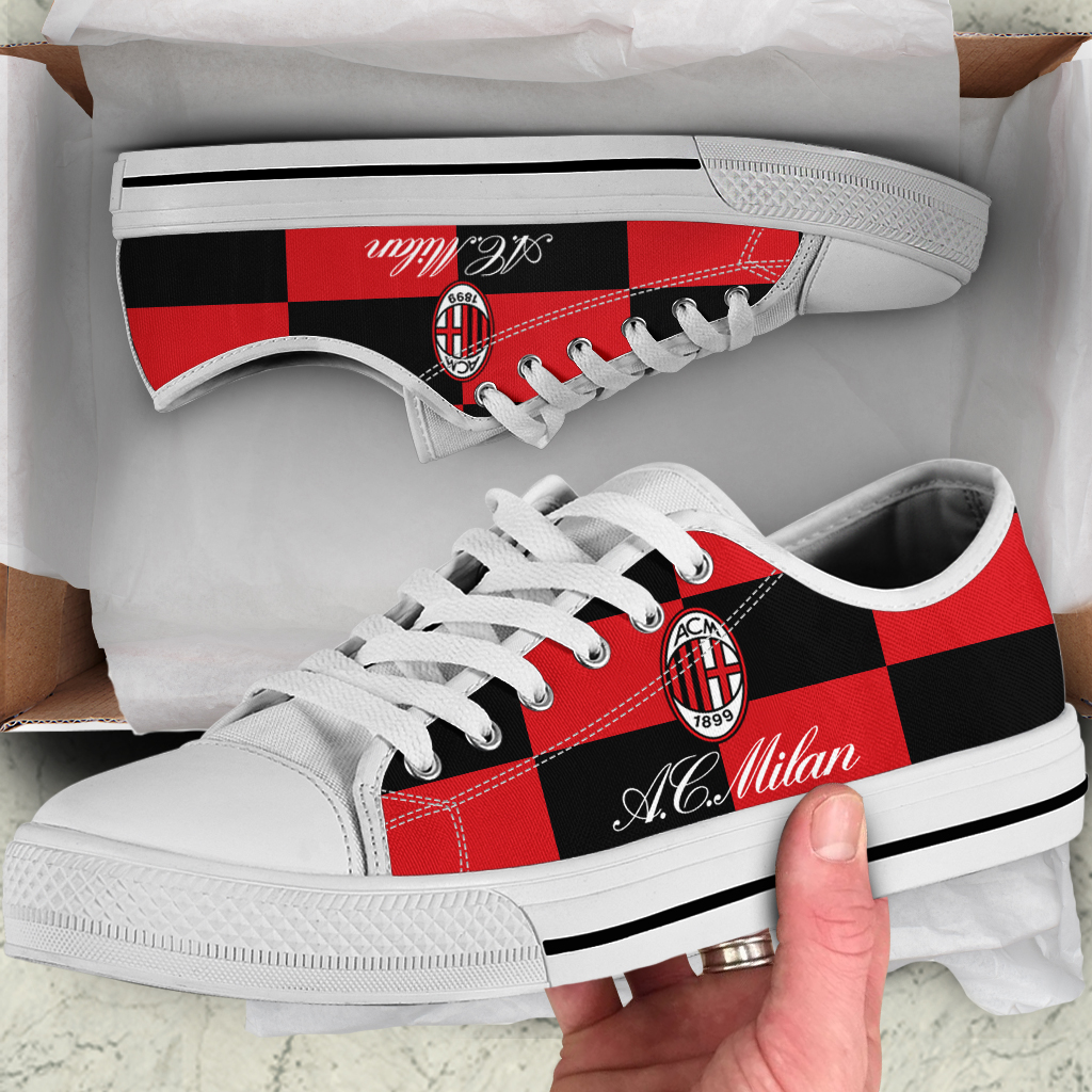 JWFancy AC Milan Low Top Canvas Sneakers Shoes For Men And Women