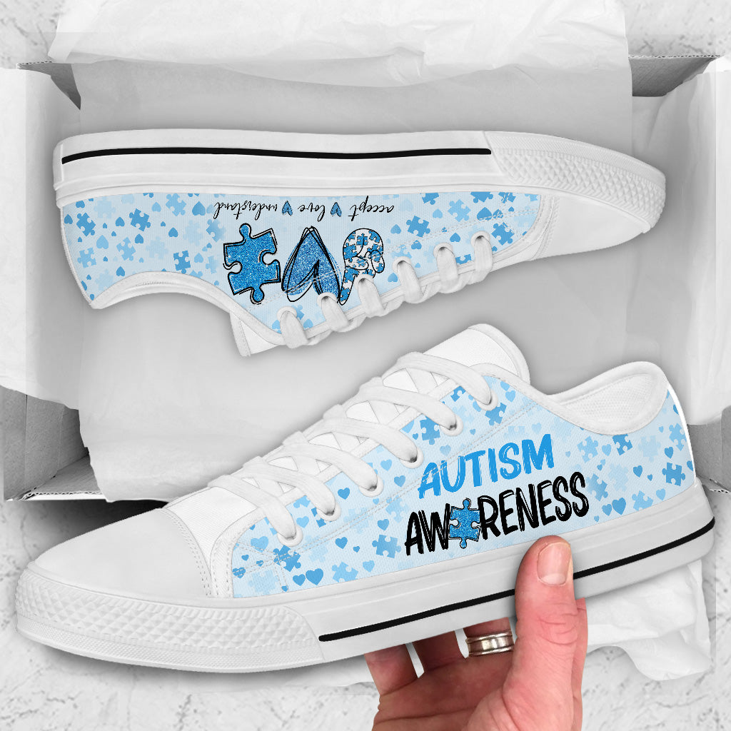 JWFancy Accept Love Understand Autism Awareness Low Top Canvas Sneakers Shoes For Men And Women