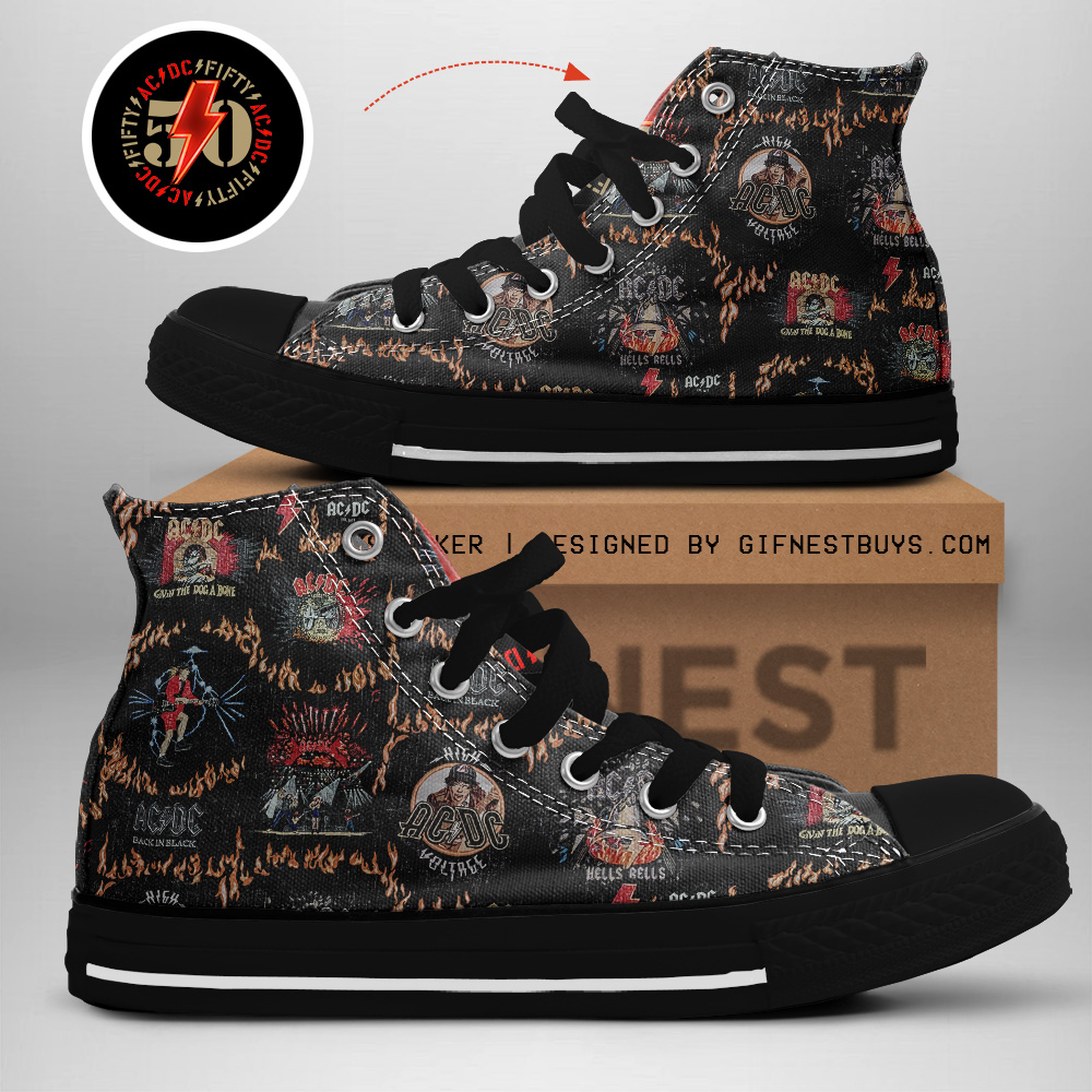 JWFancy AC/DC High Top Canvas Sneakers Shoes For Men And Women
