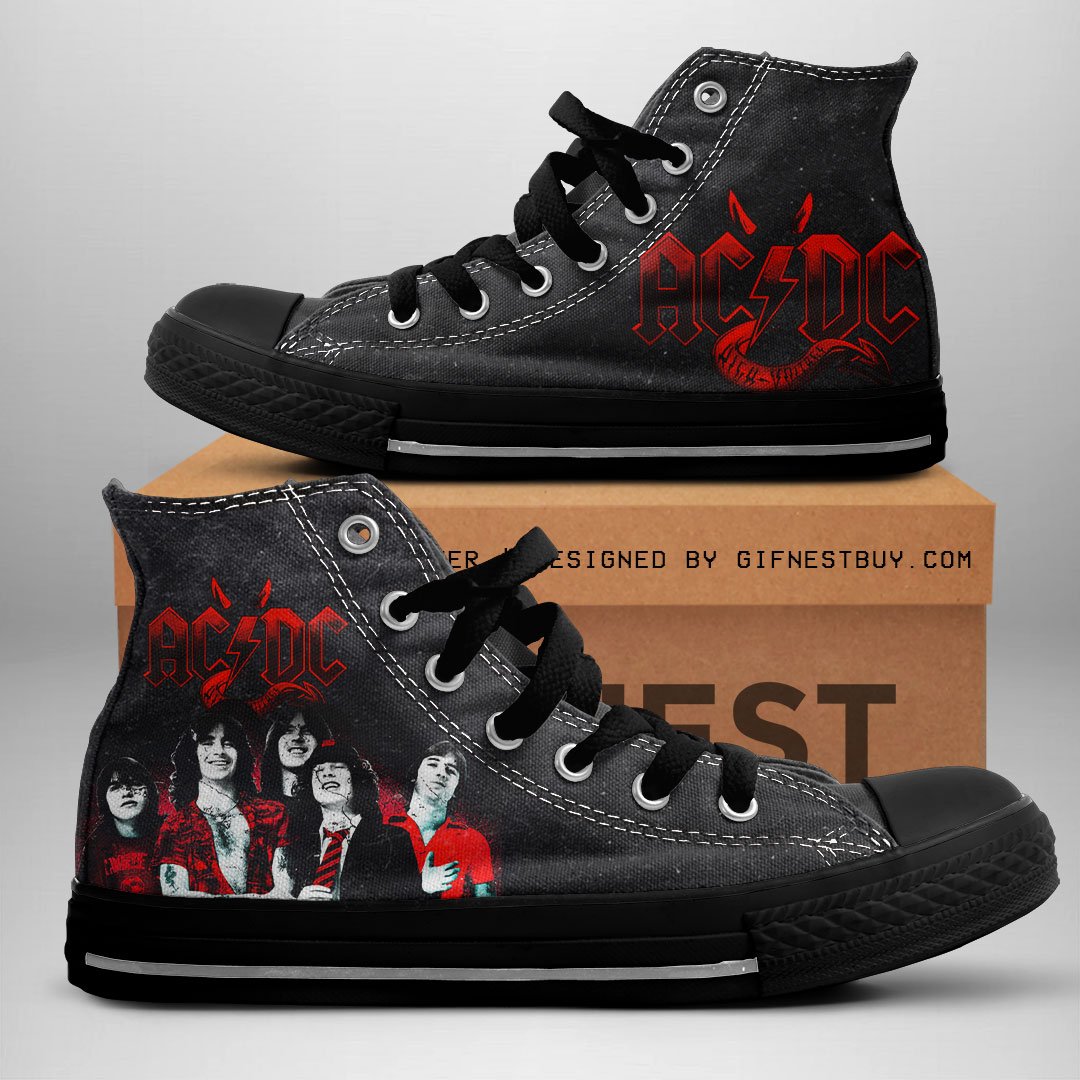 JWFancy AC/DC High Top Canvas Sneakers Shoes For Men And Women