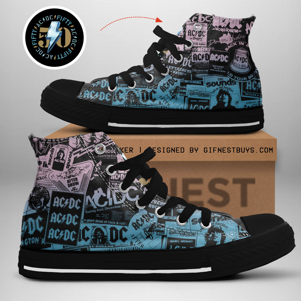 JWFancy AC/DC High Top Canvas Sneakers Shoes For Men And Women