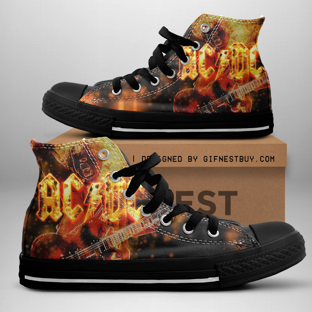 JWFancy AC/DC High Top Canvas Sneakers Shoes For Men And Women