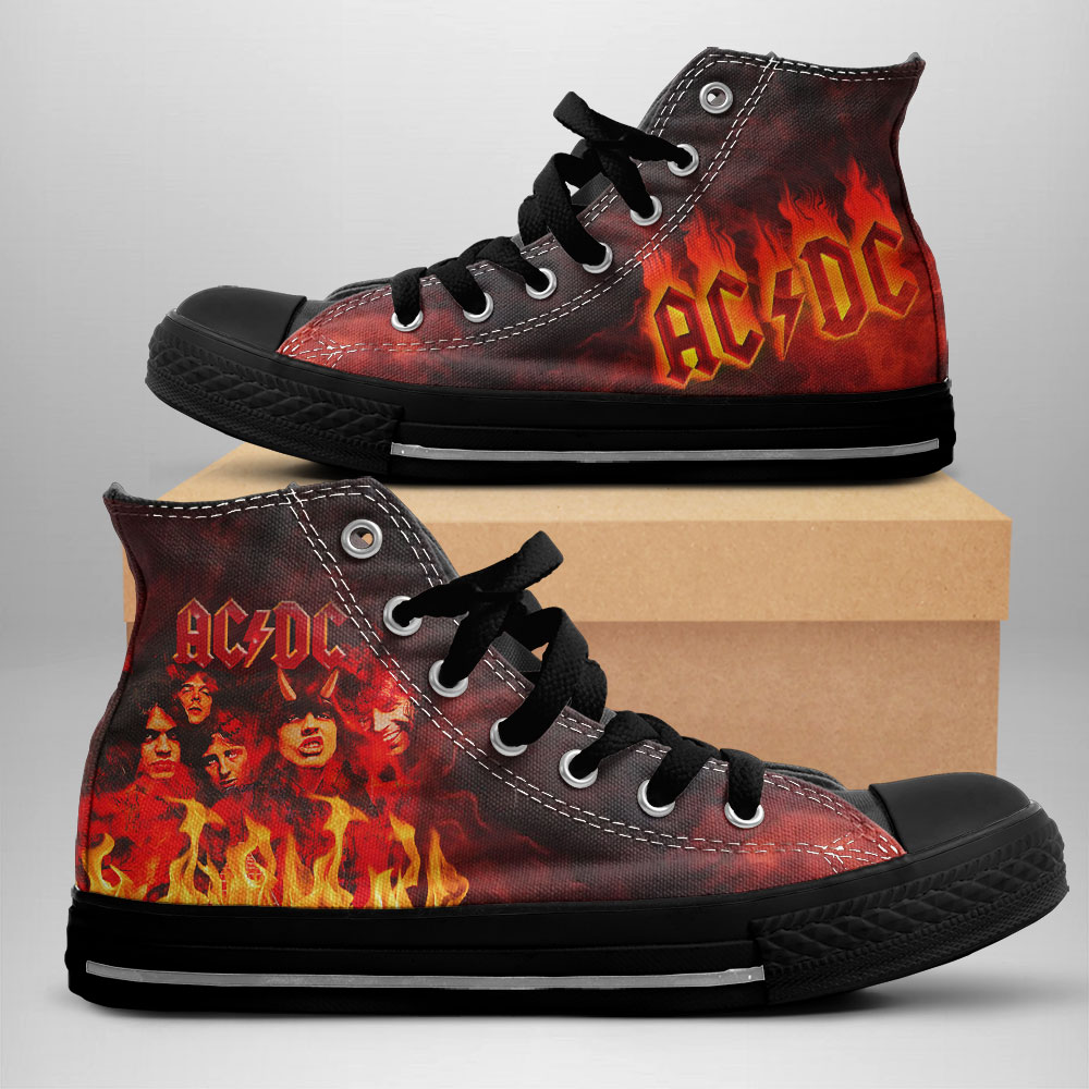 JWFancy AC/DC High Top Canvas Sneakers Shoes For Men And Women