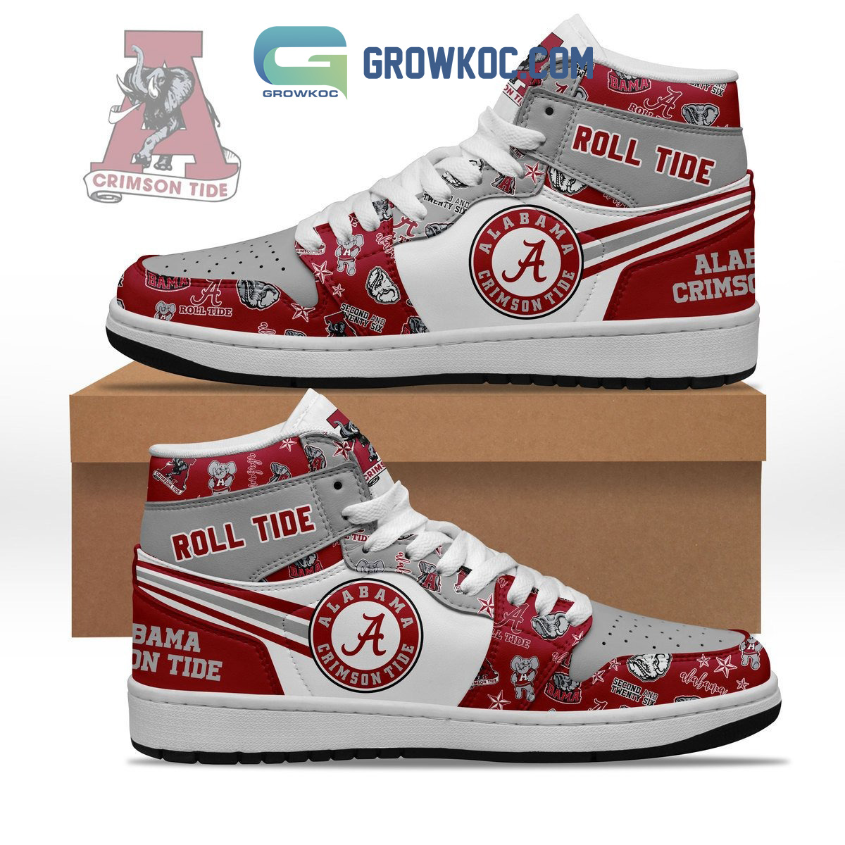 JWFancy Alabama Crimson Tide AJ1 High Sneakers Shoes For Men And Women