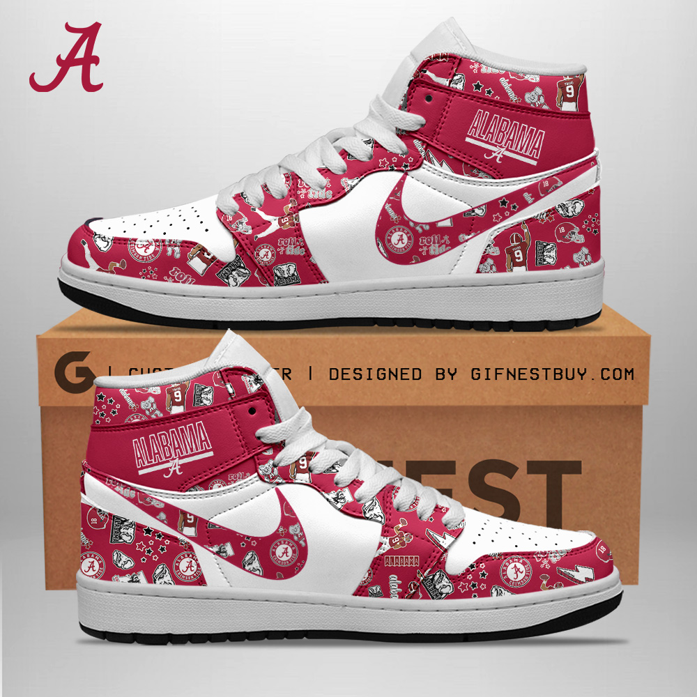JWFancy Alabama Crimson Tide AJ1 High Sneakers Shoes For Men And Women